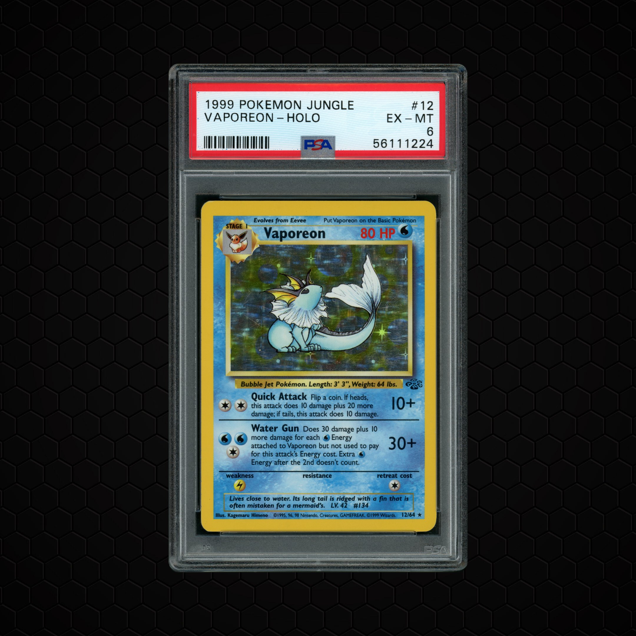 1999 Jungle Vaporeon #12 PSA 6
