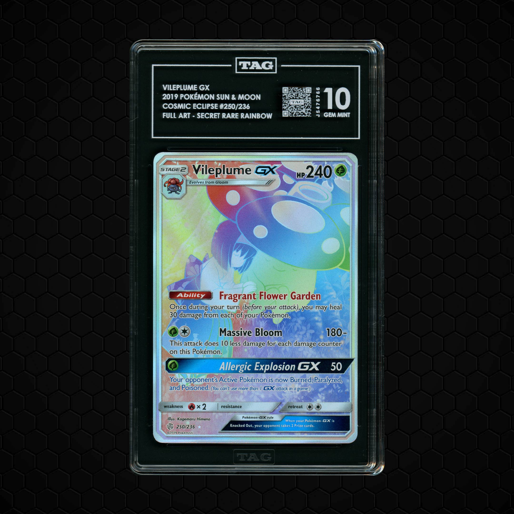 2019 Cosmic Eclipse Vileplume GX #250 TAG 10