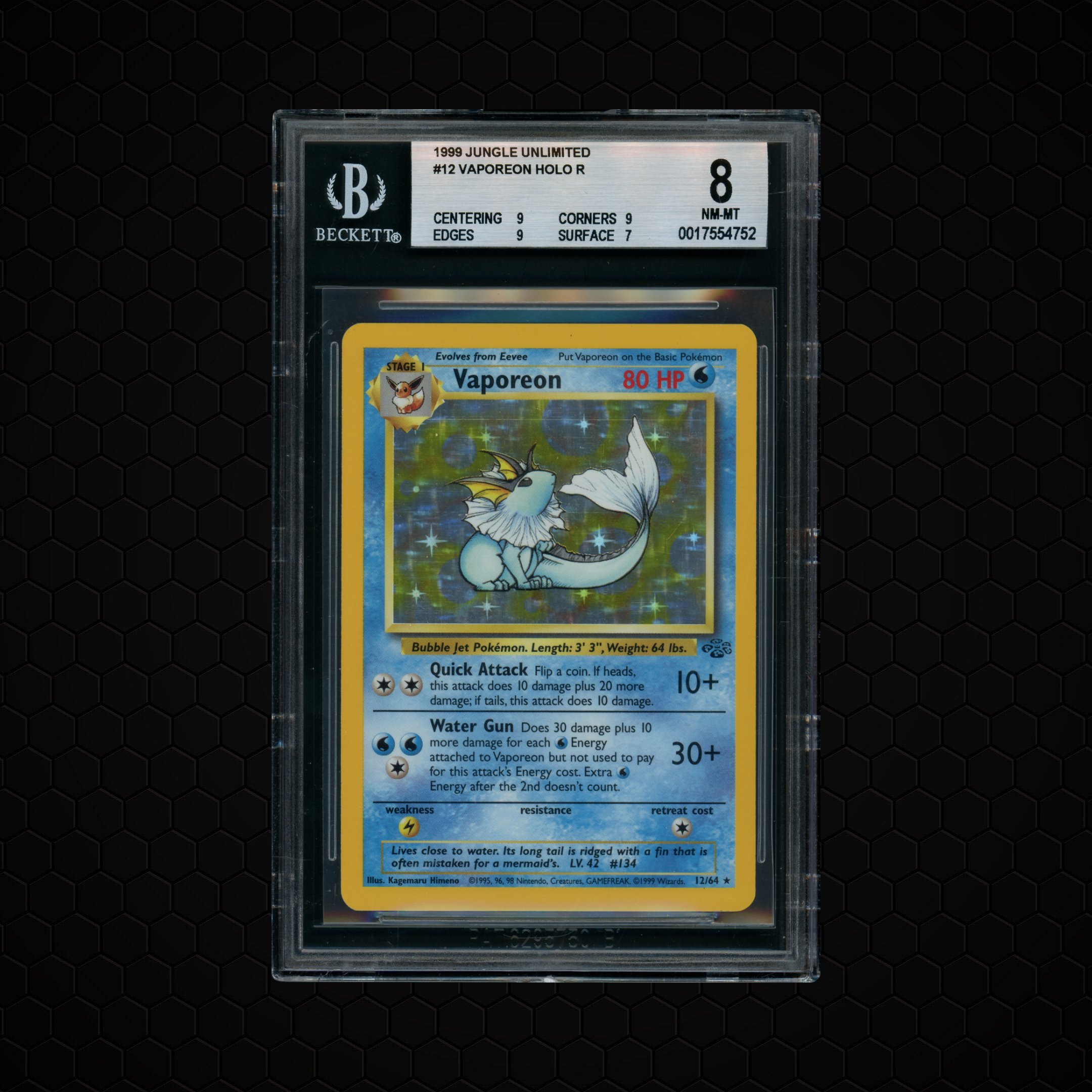 1999 Jungle Vaporeon #12 BGS 8
