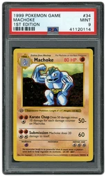 1999 Base Set 1st Edition Shadowless Machoke #34 PSA 9 on Beezie.