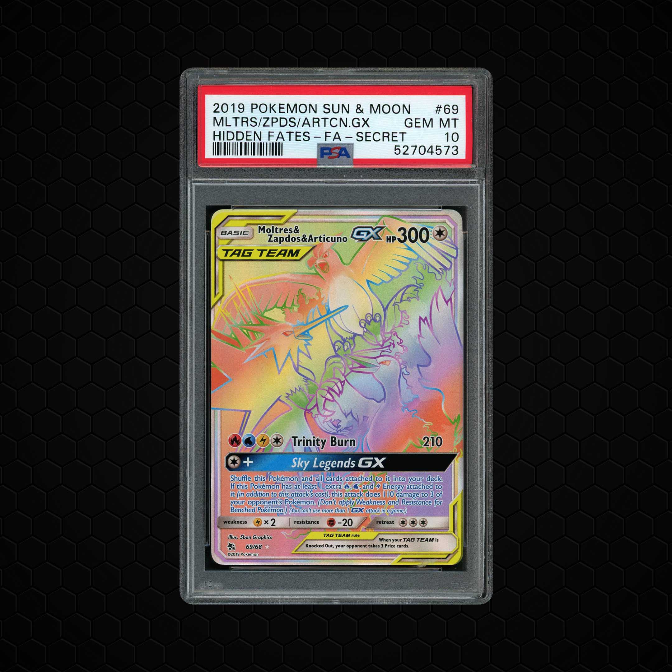 2019 Hidden Fates Moltres & Zapdos & Articuno GX #69 PSA 10