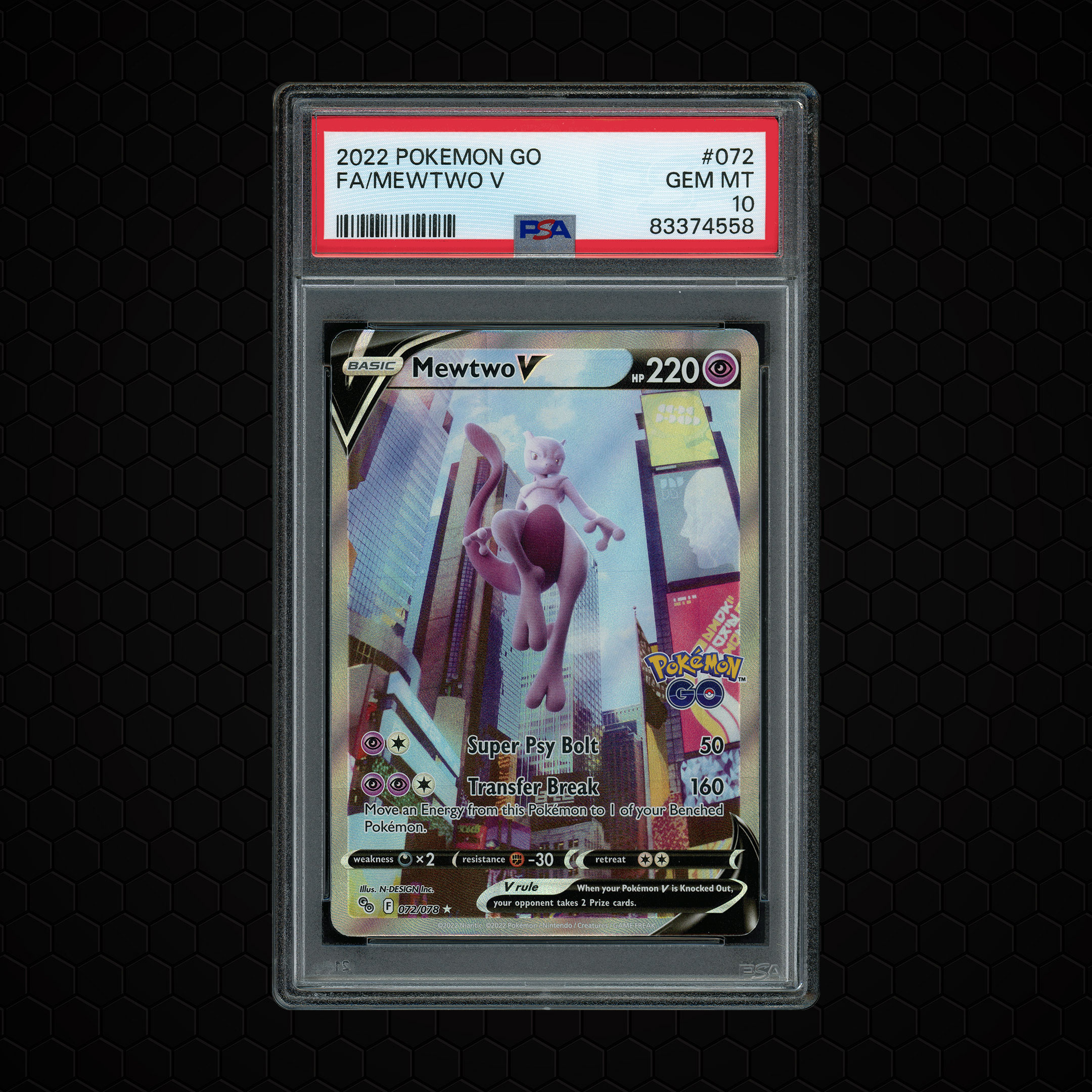 2022 Pokemon Go Mewtwo V #72 PSA 10