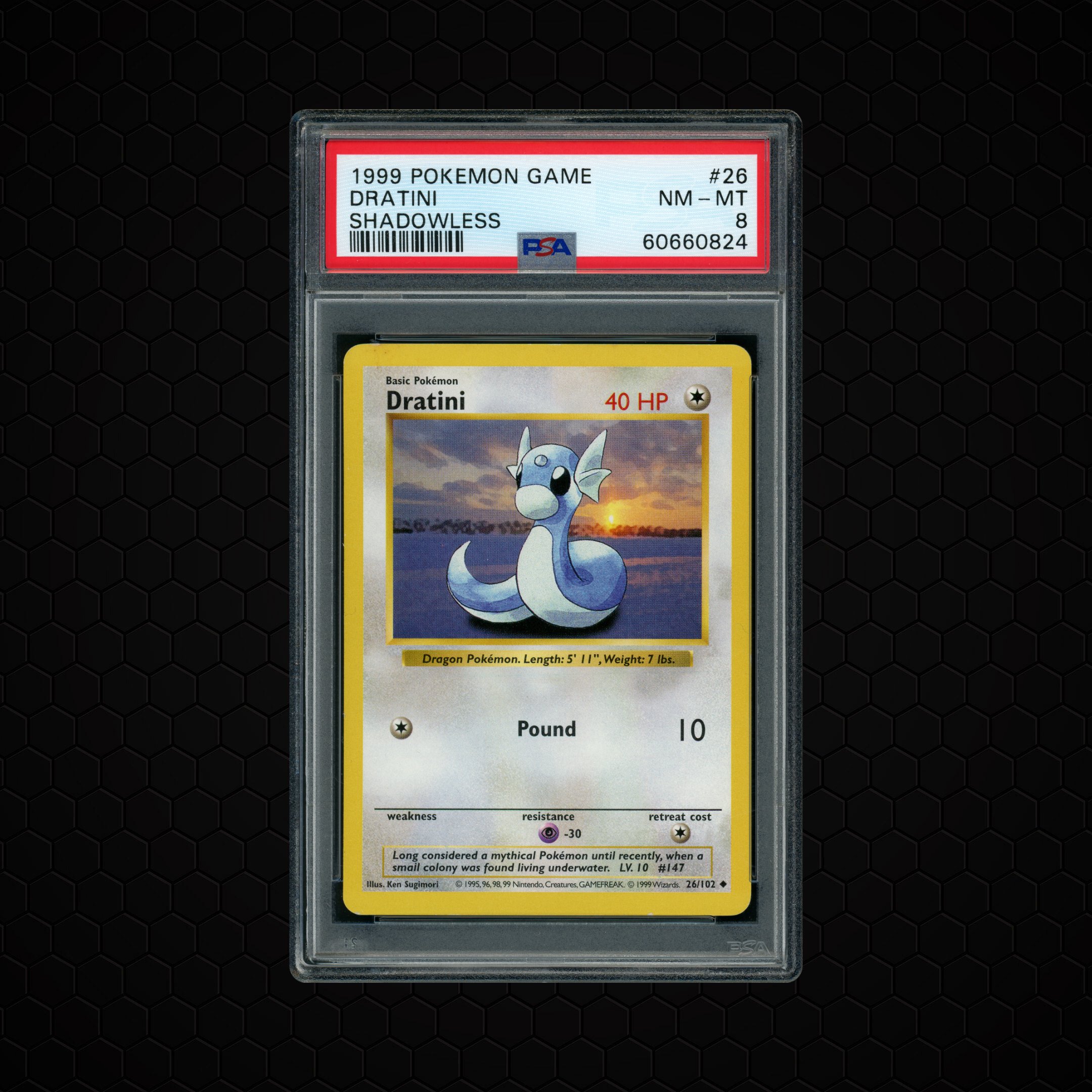 1999 Game Shadowless Dratini #26 PSA 8