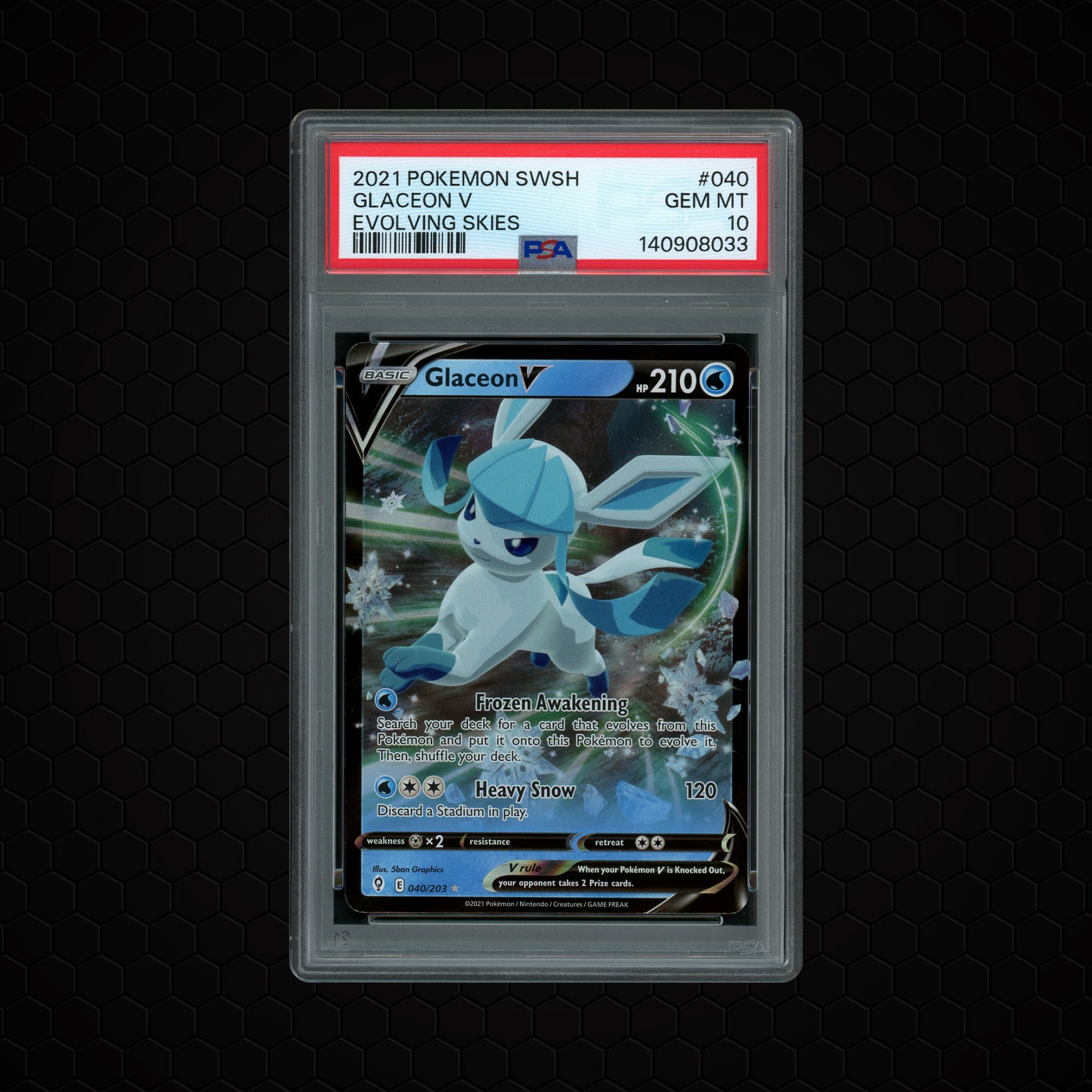 2021 Evolving Skies Glaceon V #40 PSA 10
