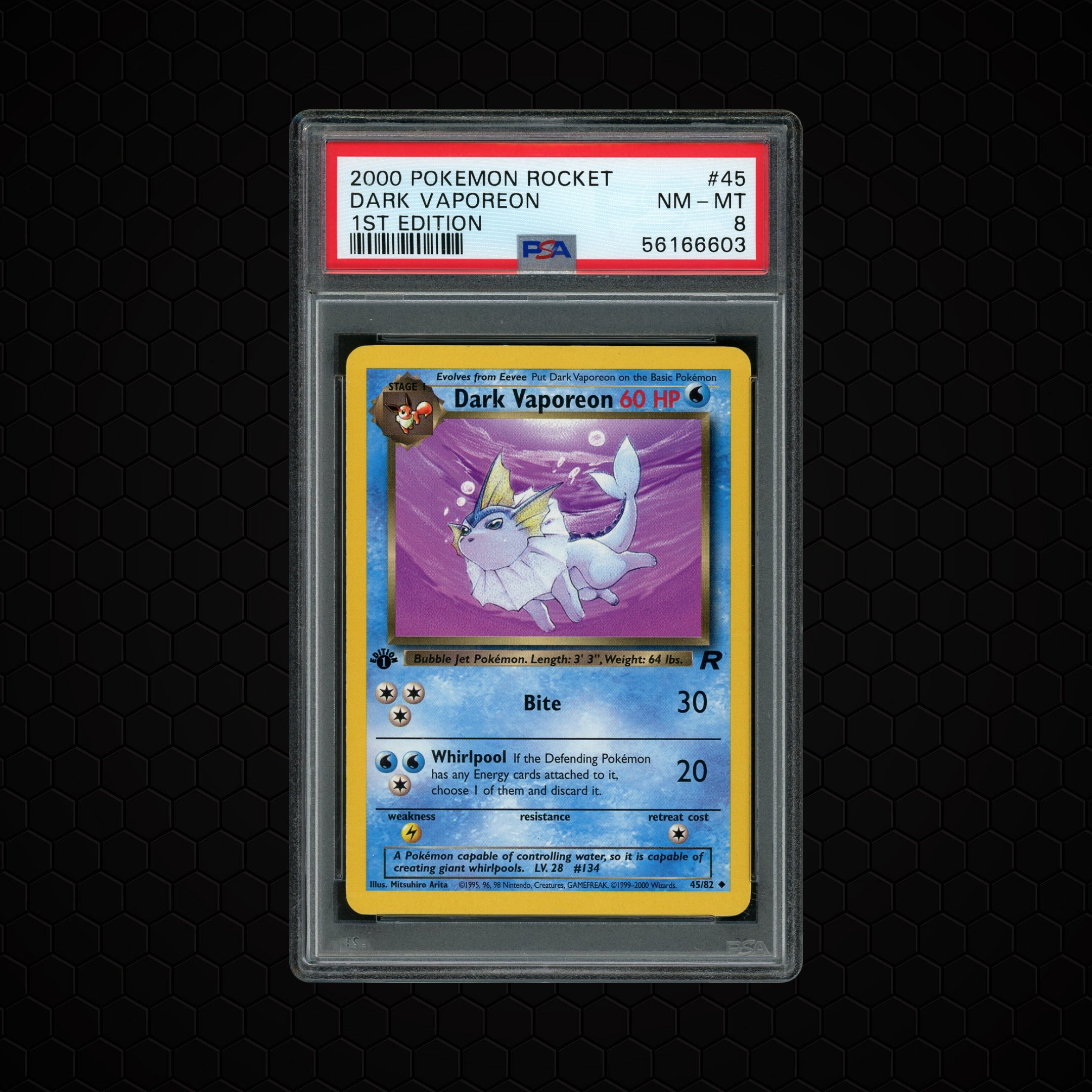 2000 Rocket 1st Edition Dark Vaporeon #45 PSA 8