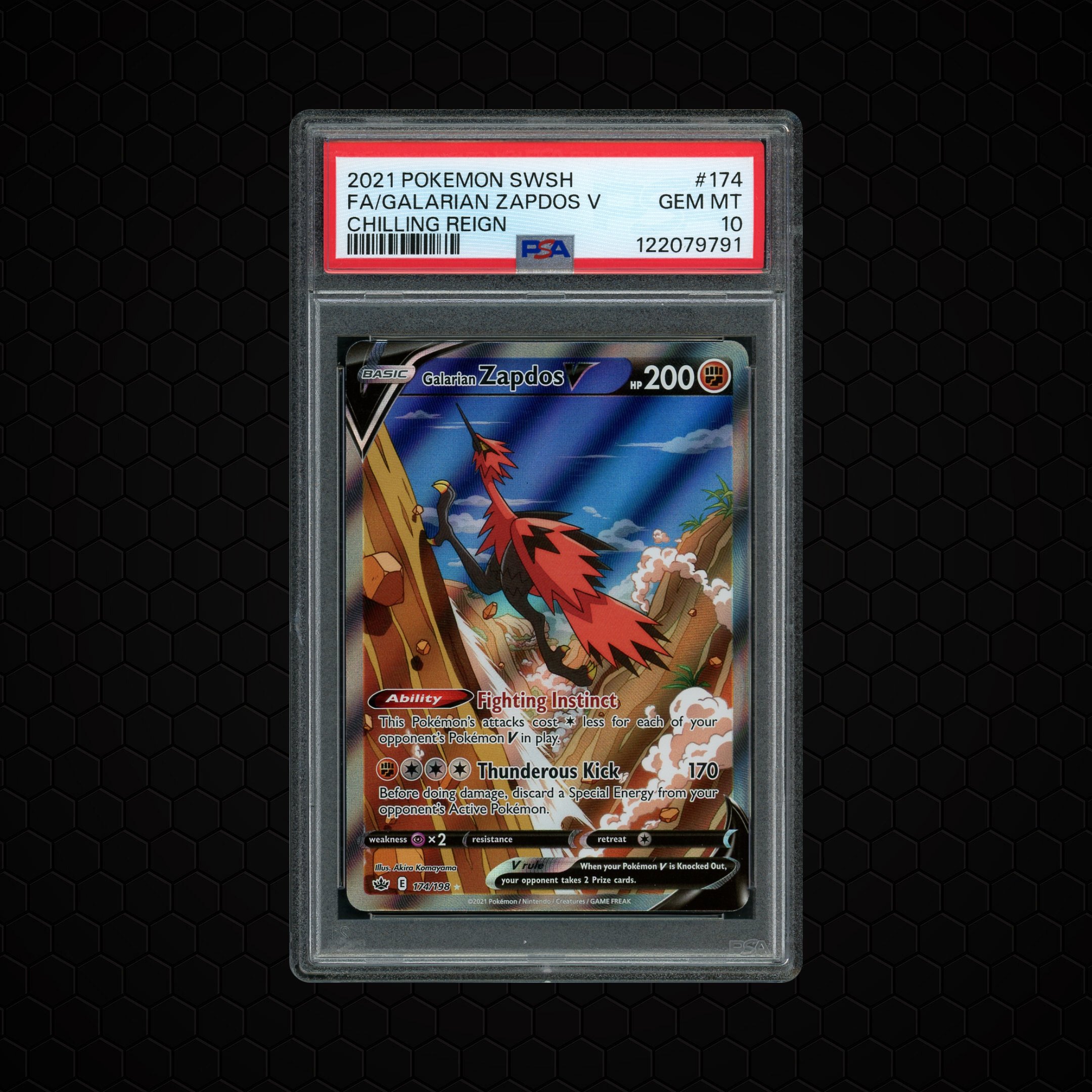 2021 Chilling Reign Galarian Zapdos V #174 PSA 10