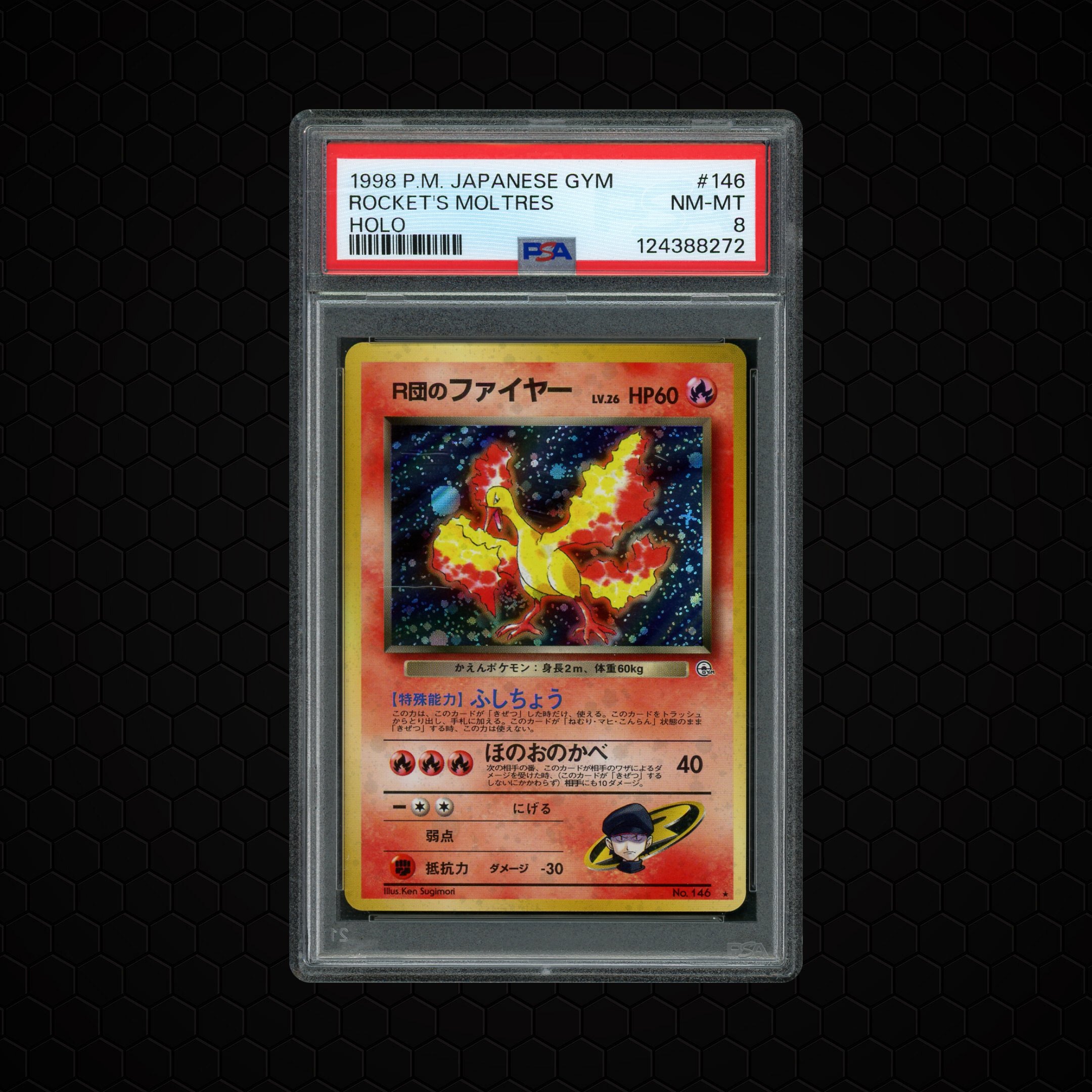 1998 Japanese Gym Rocket's Moltres #146 PSA 8