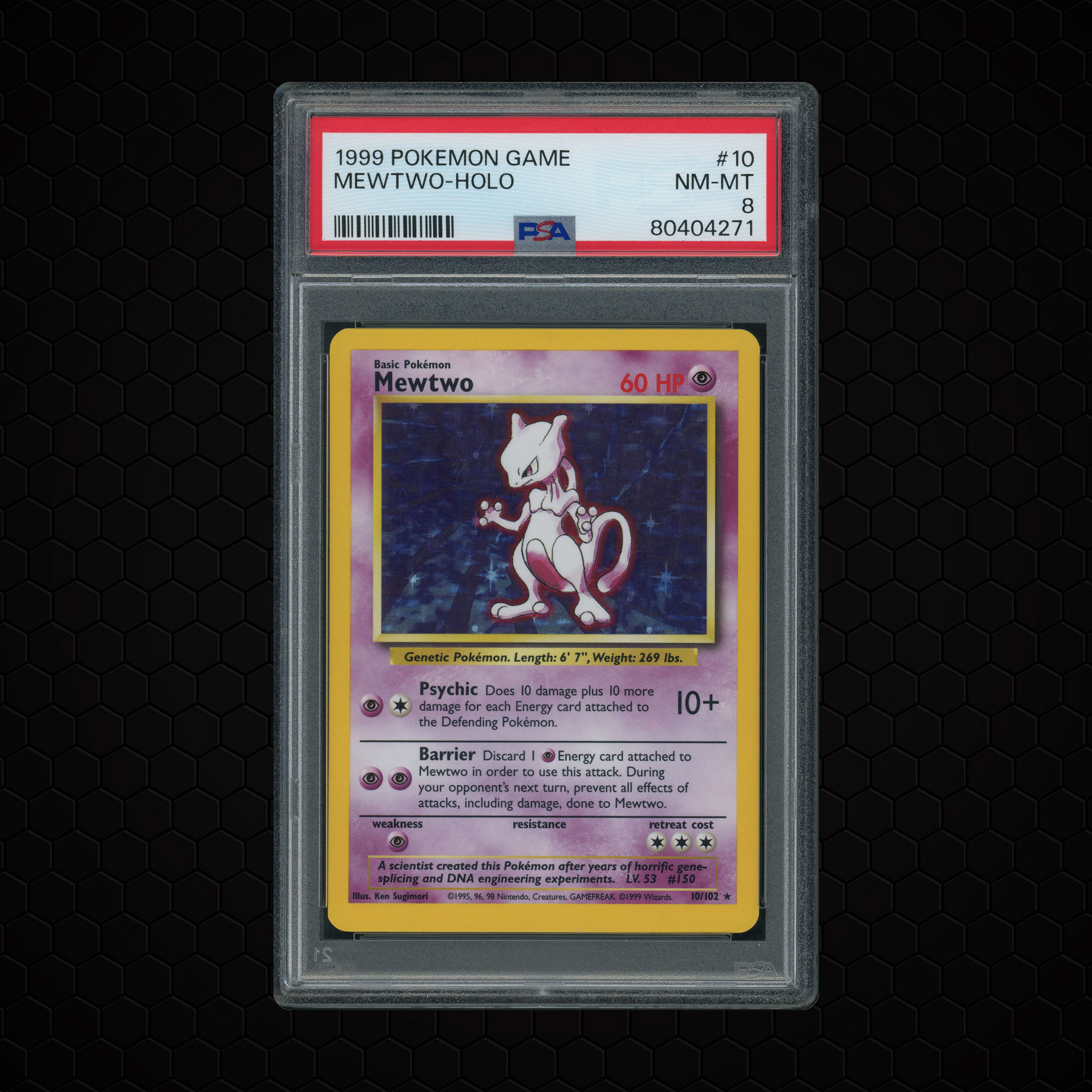 1999 Pokemon Game Mewtwo #10 PSA 8