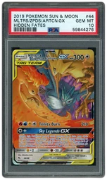 2019 Hidden Fates Moltres & Zapdos & Articuno GX #44 PSA 10 on Beezie.