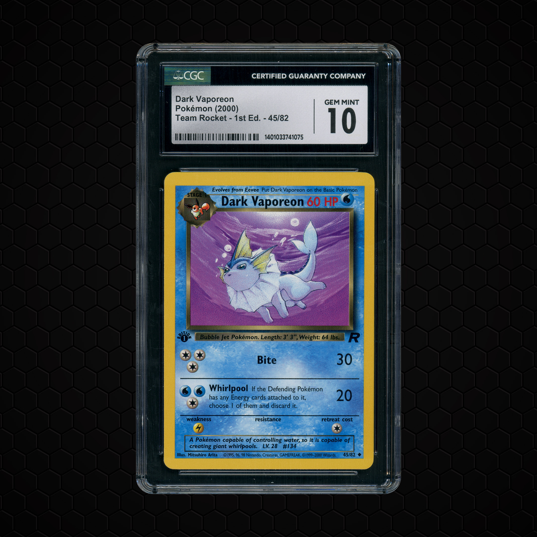 2000 Team Rocket 1st Edition Dark Vaporeon #45 CGC 10