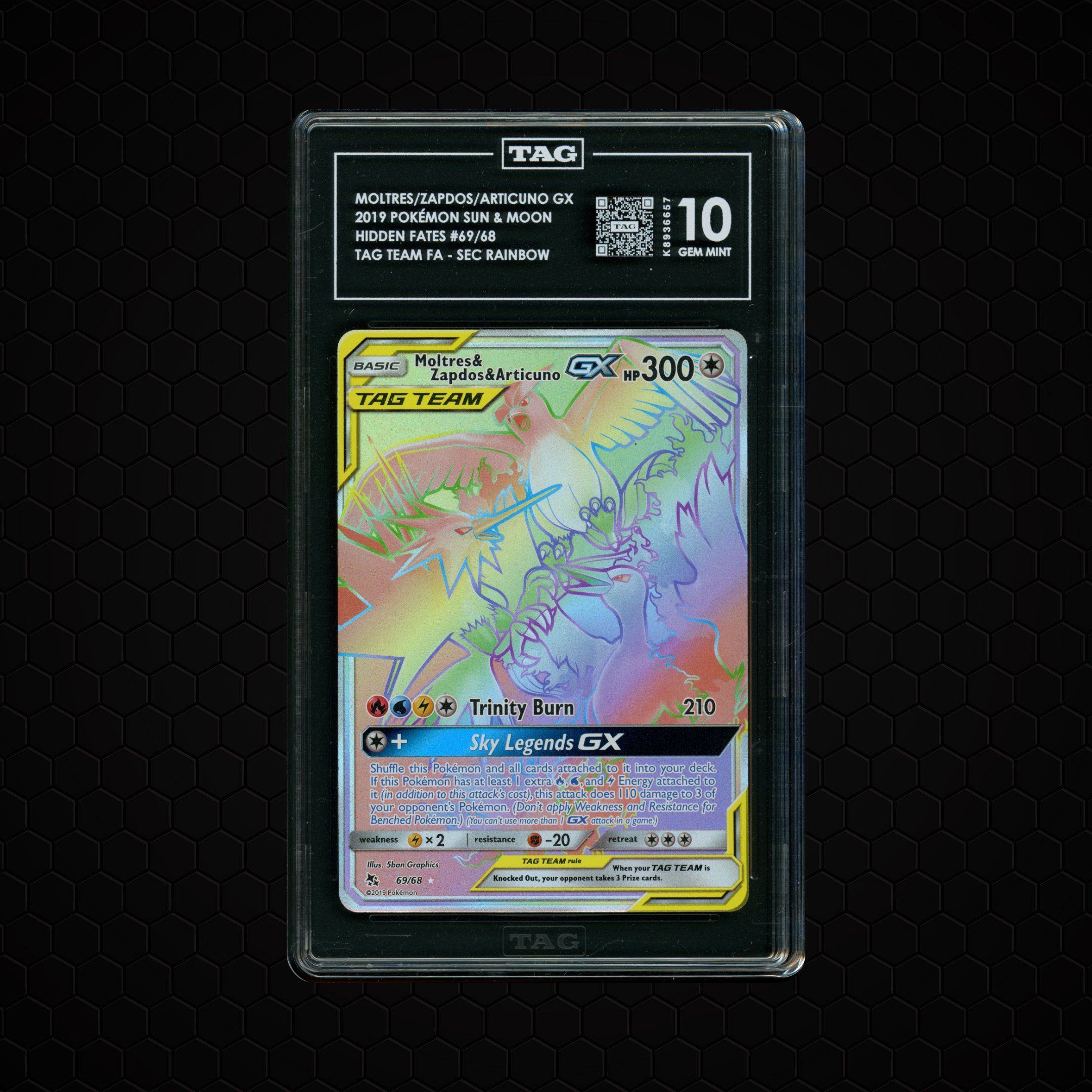 2019 Hidden Fates Moltres & Zapdos & Articuno GX #69 TAG 10