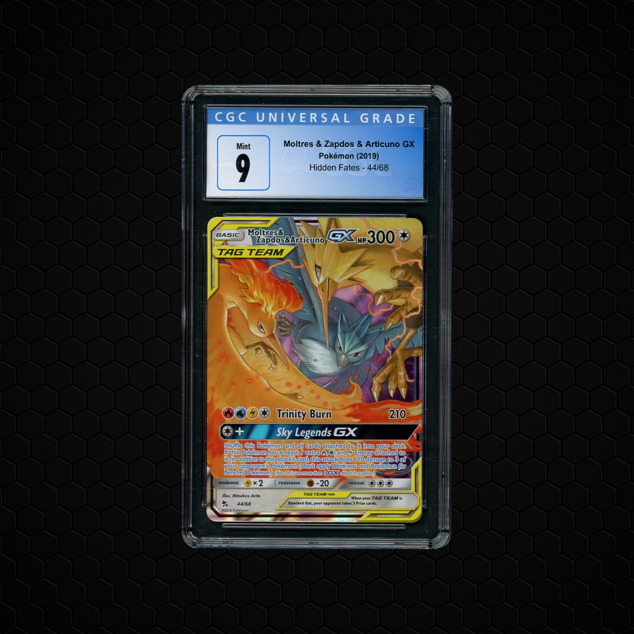 2019 Hidden Fates Moltres & Zapdos & Articuno GX #44 CGC 9