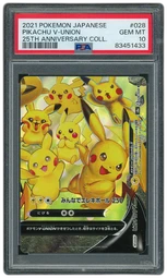 2021 Japanese 25th Anniversary Collection Pikachu V-Union Bottom Right #28 PSA 10 on Beezie.
