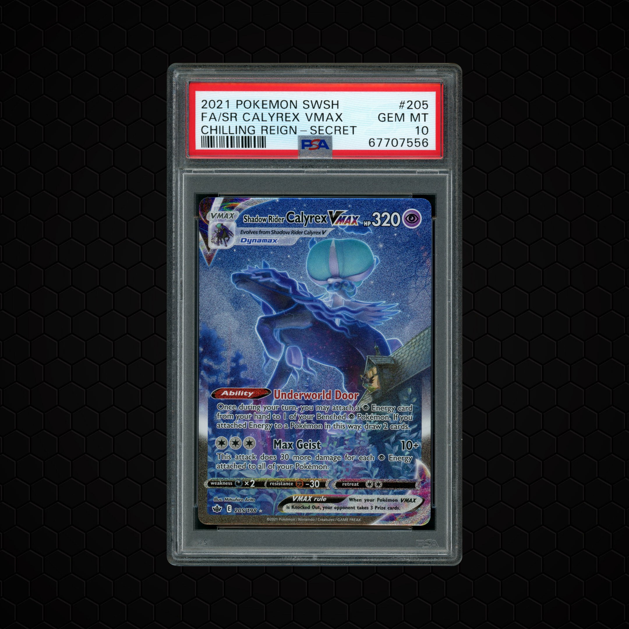 2021 Chilling Reign Shadow Rider Calyrex VMAX #205 PSA 10