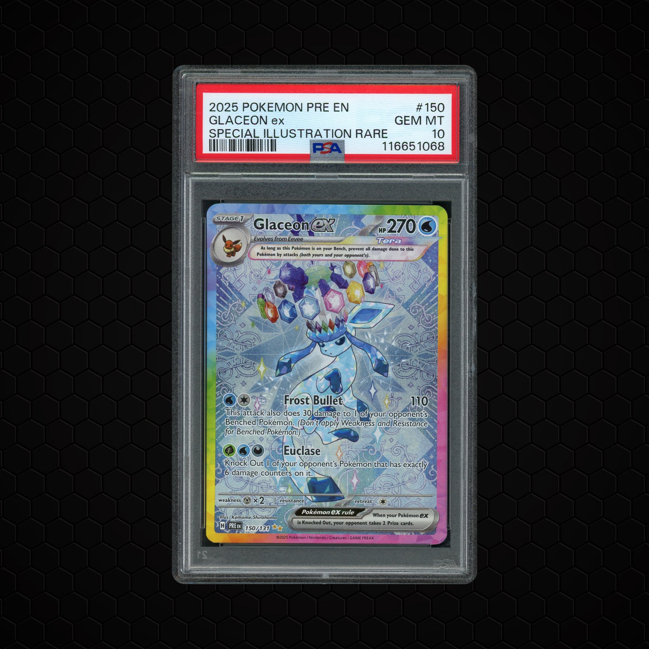2025 Prismatic Evolutions Glaceon EX #150 PSA 10