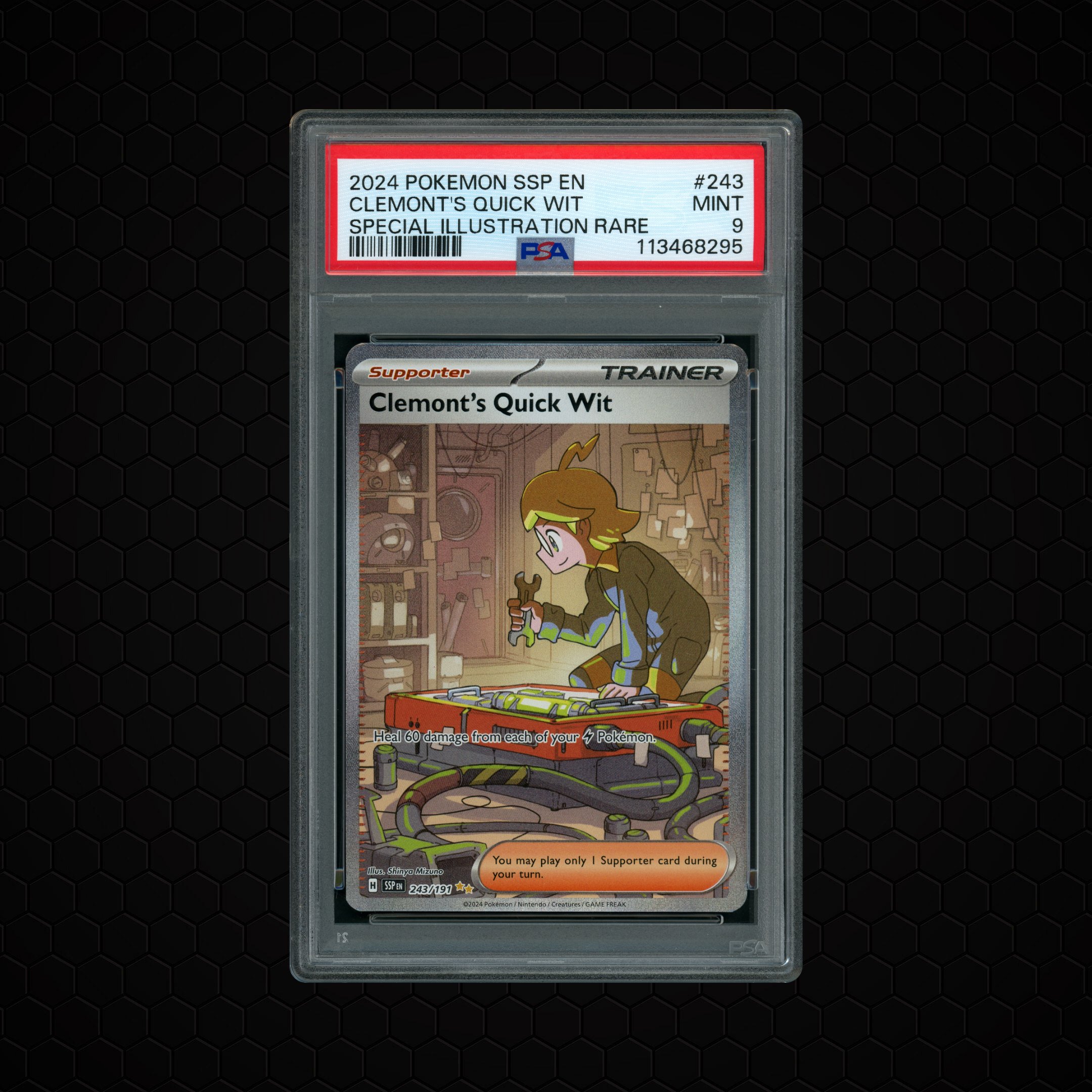 2024 Surging Sparks Clemont's Quick Wit #243 PSA 9