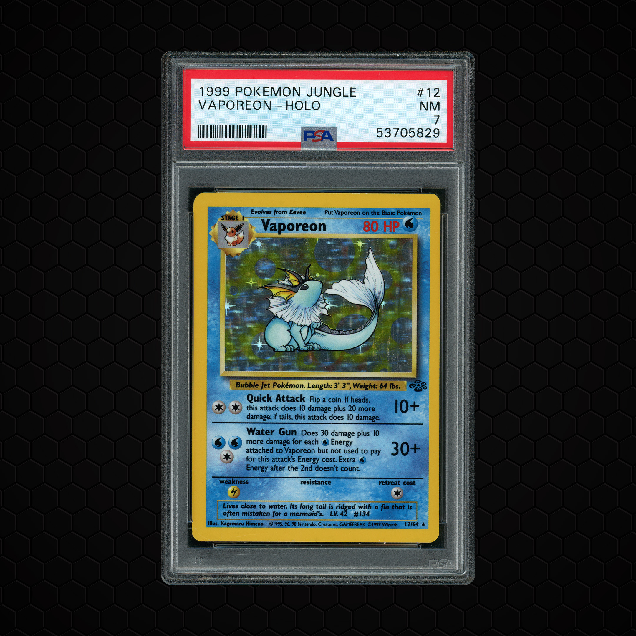 1999 Jungle Vaporeon #12 PSA 7