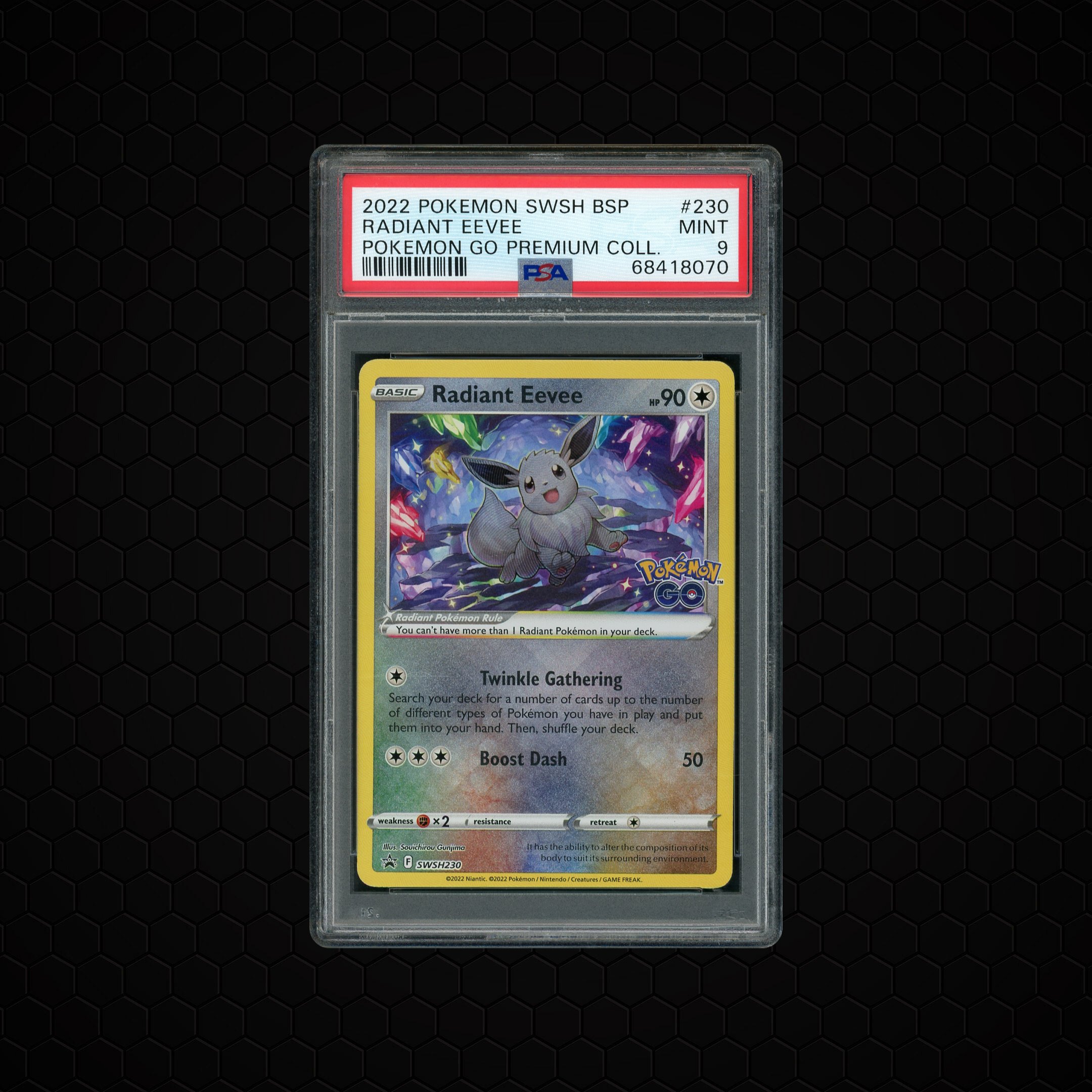 2022 Pokemon GO Premium Collection Radiant Eevee #230 PSA 9