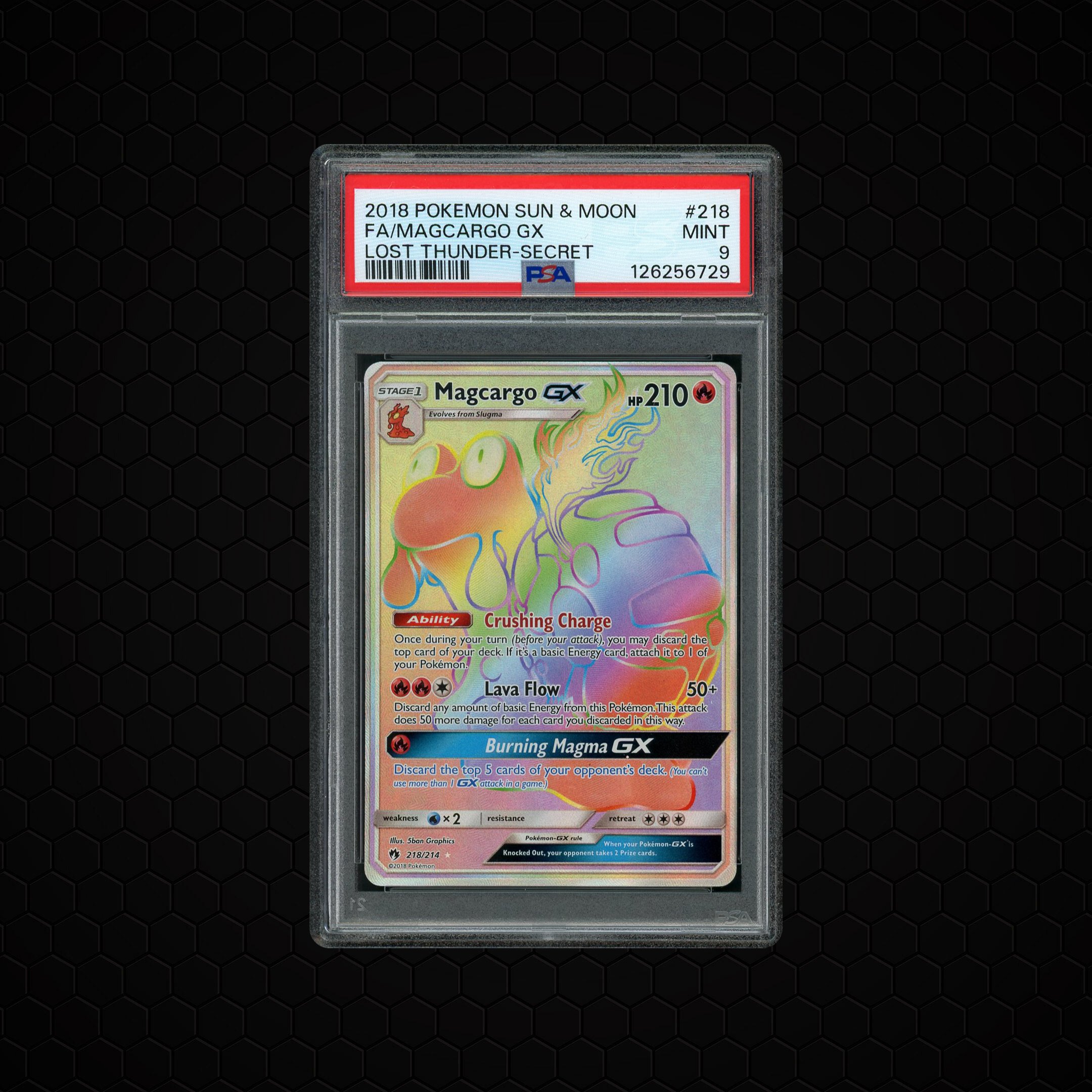 2018 Lost Thunder Magcargo GX #218 PSA 9