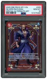2025 A Fist of Divine Speed Silvers Rayleigh #OP09-005 PSA 10 on Beezie.