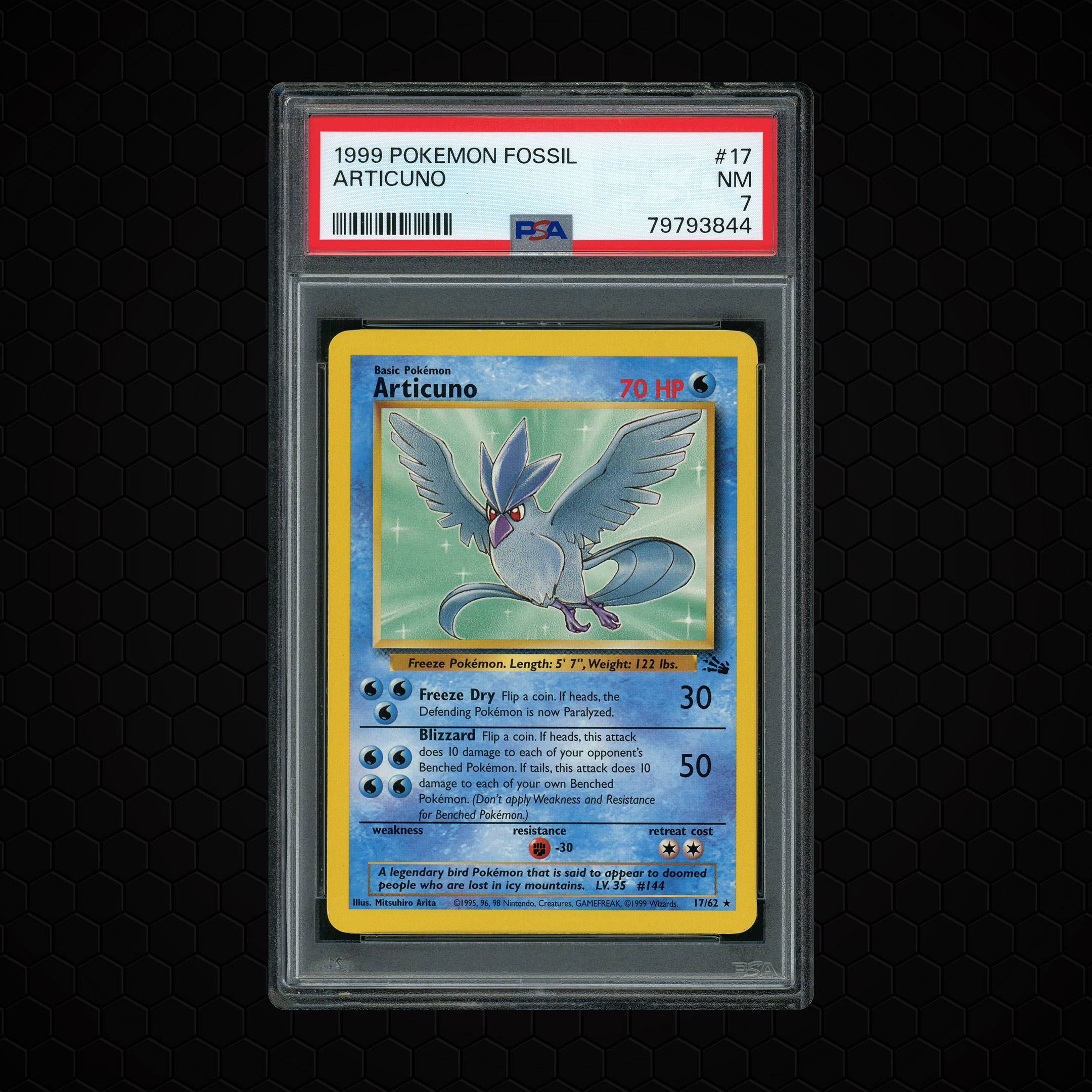 1999 Fossil Unllimited Articuno #17 PSA 7