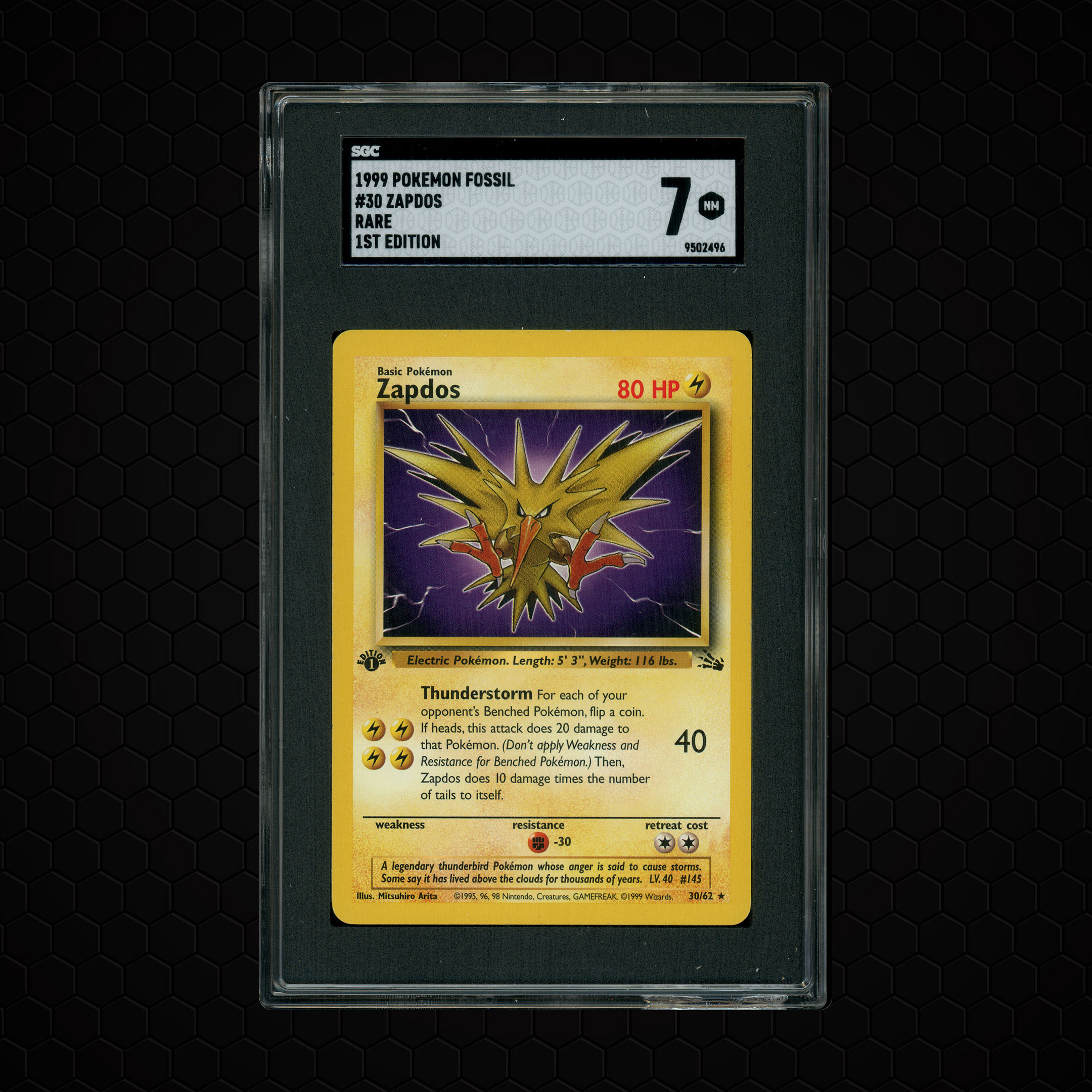 1999 Fossil 1st Edition Zapdos #30 SGC 7