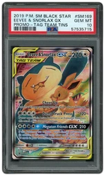 2019 Black Star Promo Eevee & Snorlax GX #SM169 PSA 10 on Beezie.