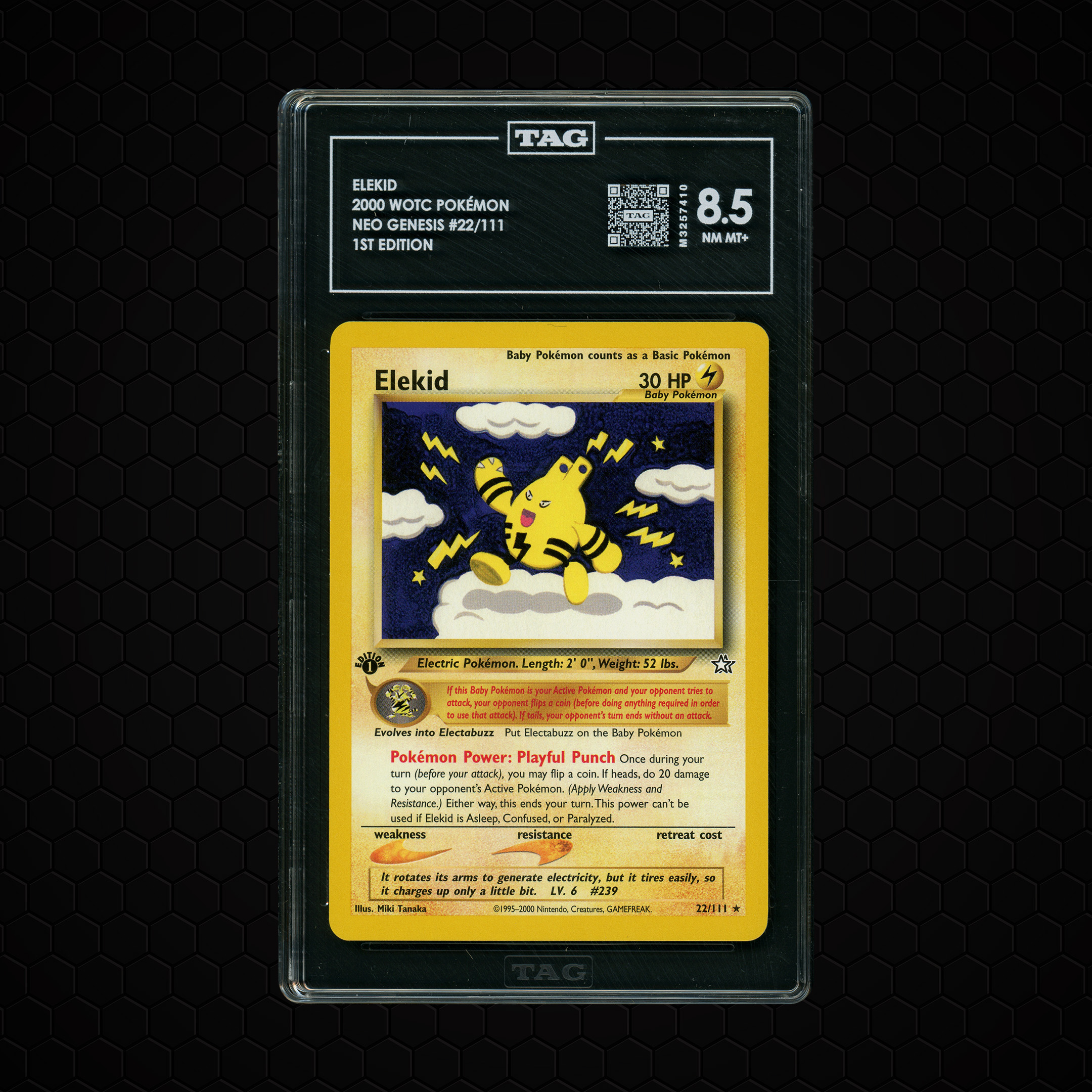 2000 Neo Genesis 1st Edition Elekid #22 TAG 8.5