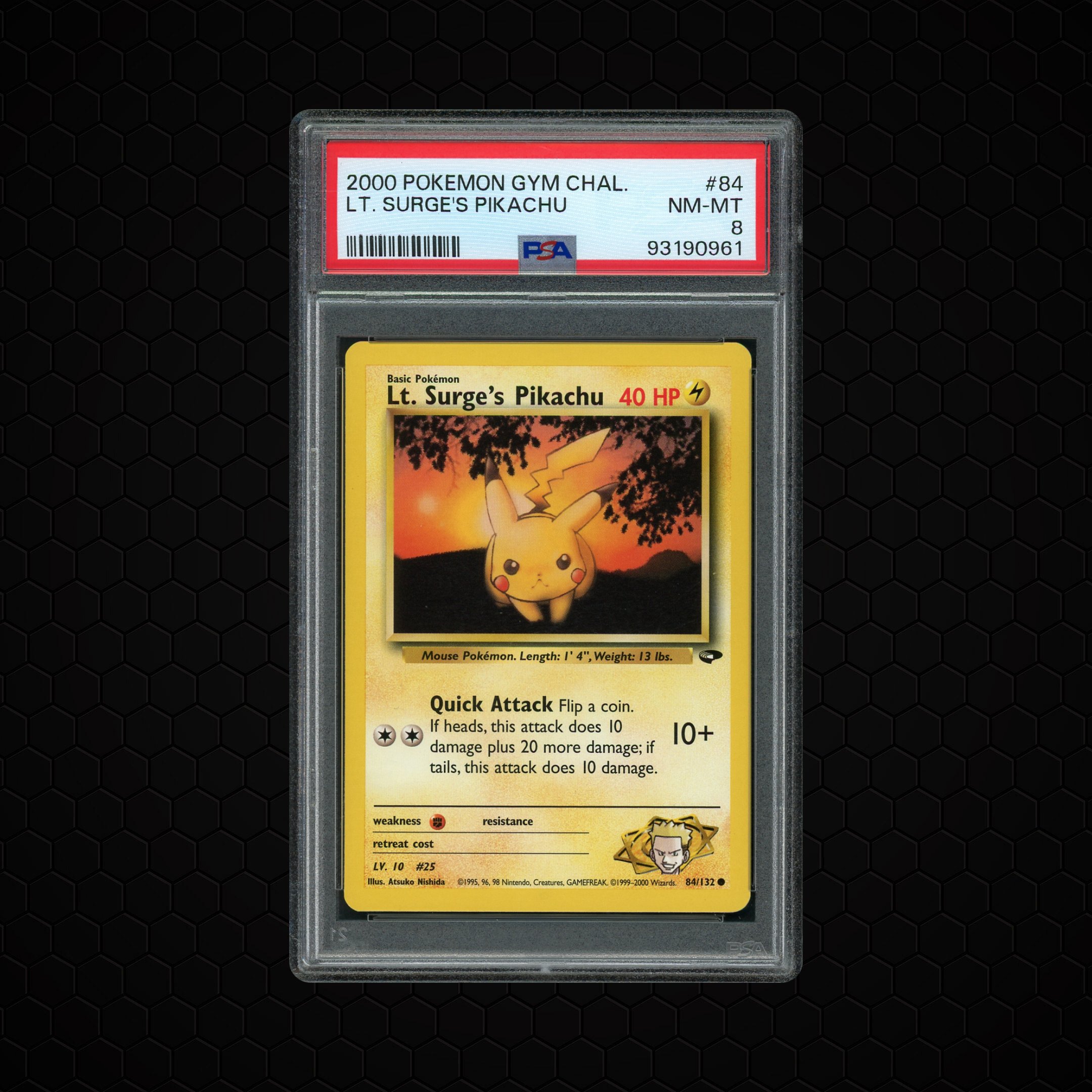 2000 Gym Challenge Lt. Surge's Pikachu #84 PSA 8