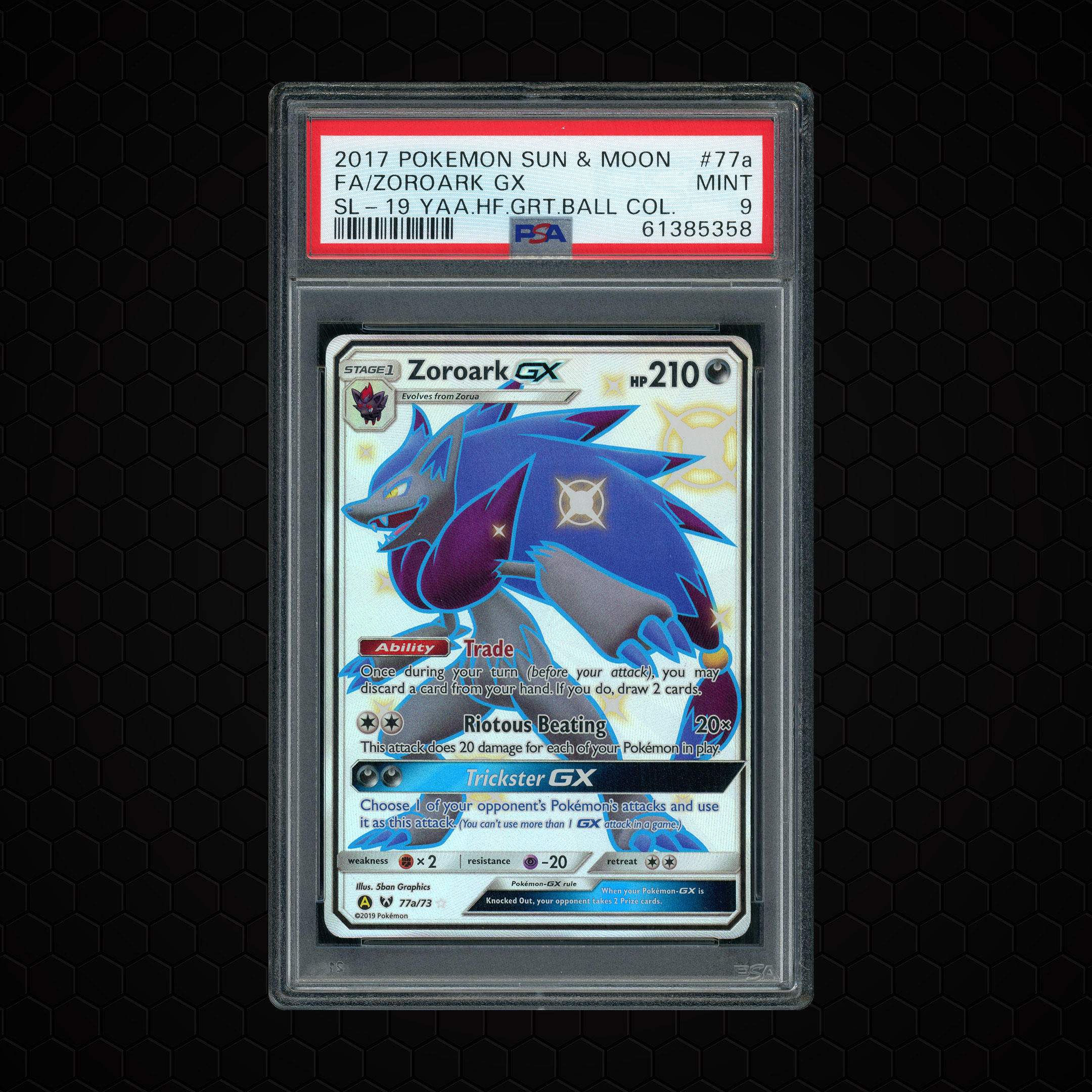 2017 Shining Legends Zoroark GX #77a PSA 9