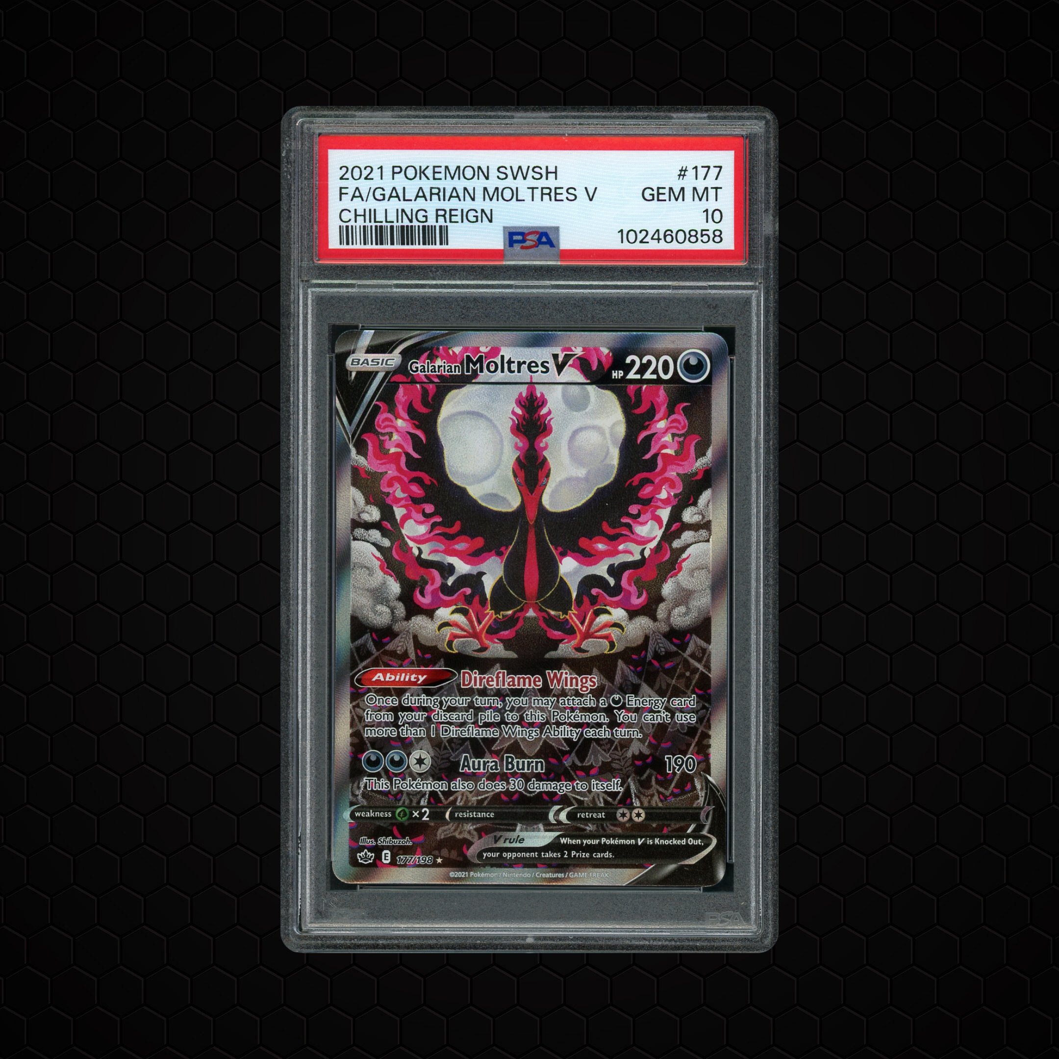 2021 Chilling Reign Galarian Moltres V #177 PSA 10