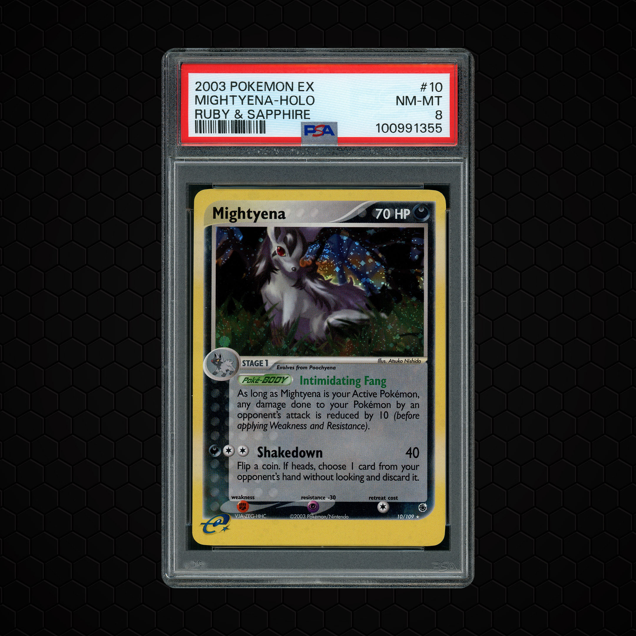 2003 Ruby & Sapphire Mightyena #10 PSA 8