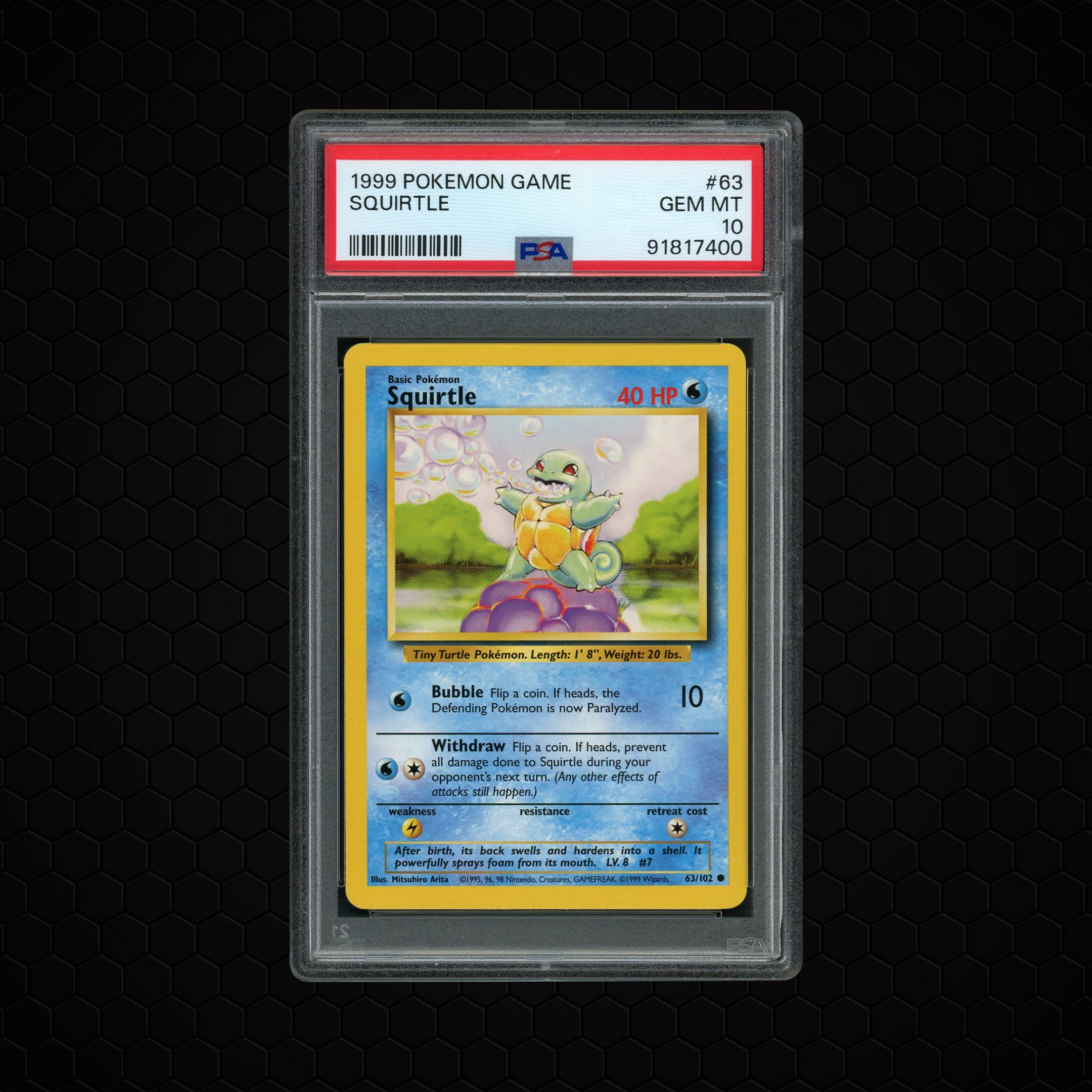 1999 Base Set Squirtle #63 PSA 10