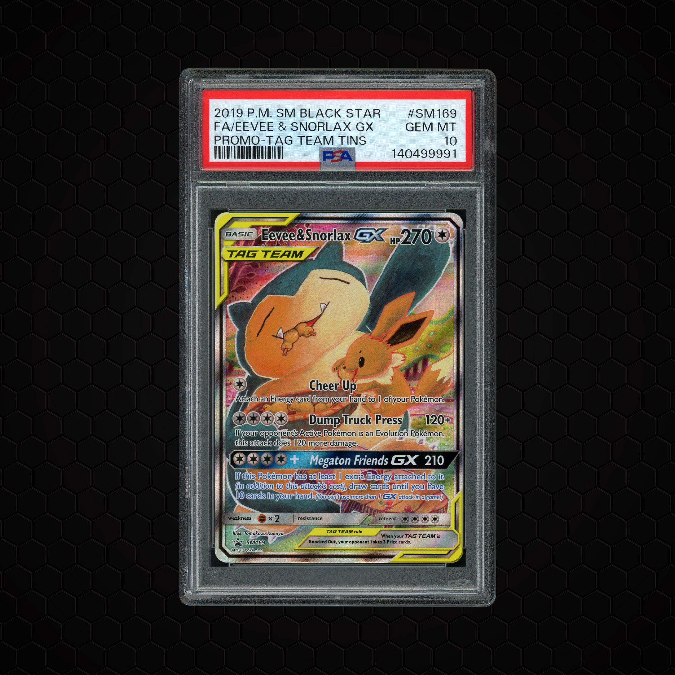 2019 Black Star Promo Eevee & Snorlax GX #SM169 PSA 10