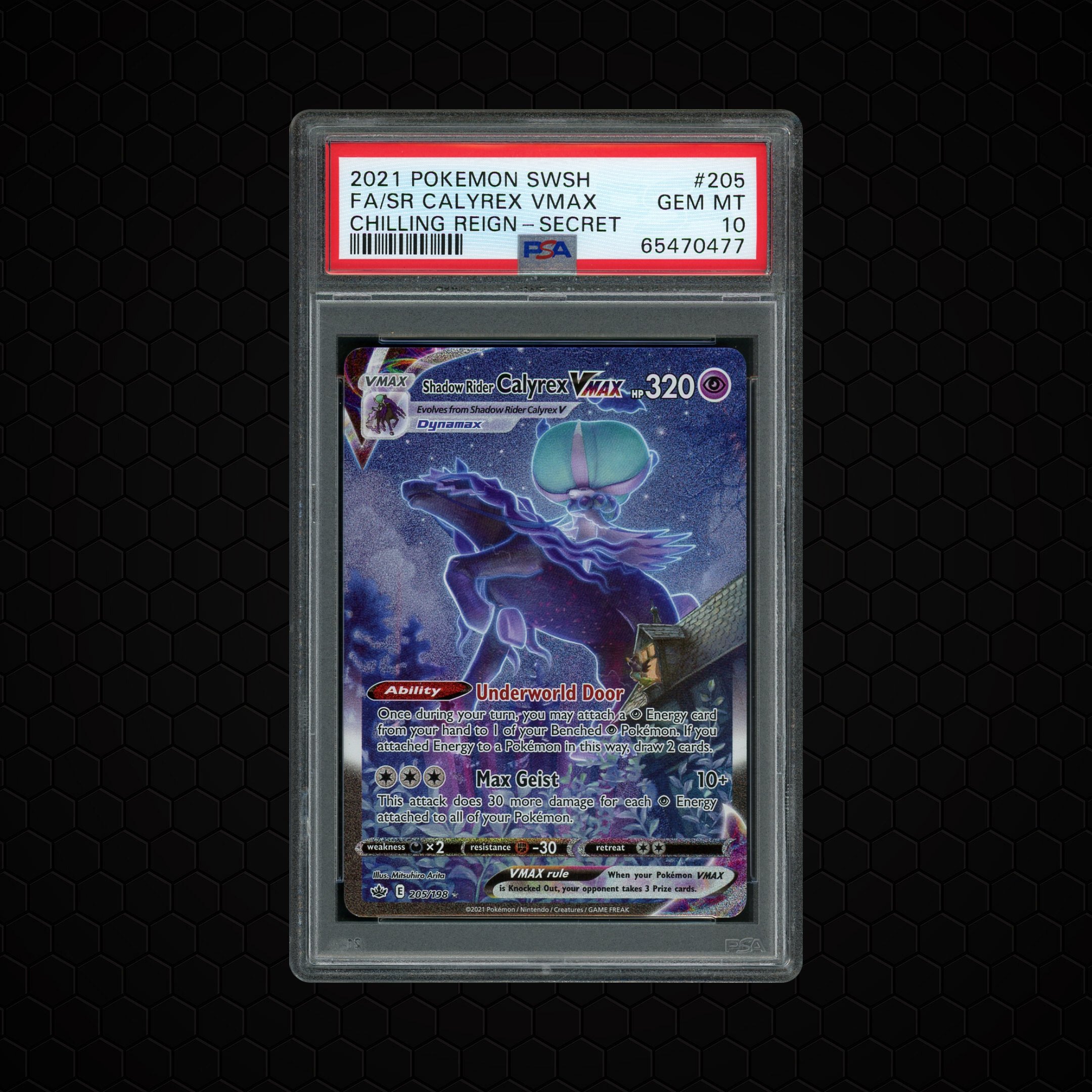 2021 Chilling Reign Shadow Rider Calyrex VMAX #205 PSA 10