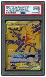 2021 Black Star Promo Pikachu & Zekrom GX #SM248 PSA 10 on Beezie.
