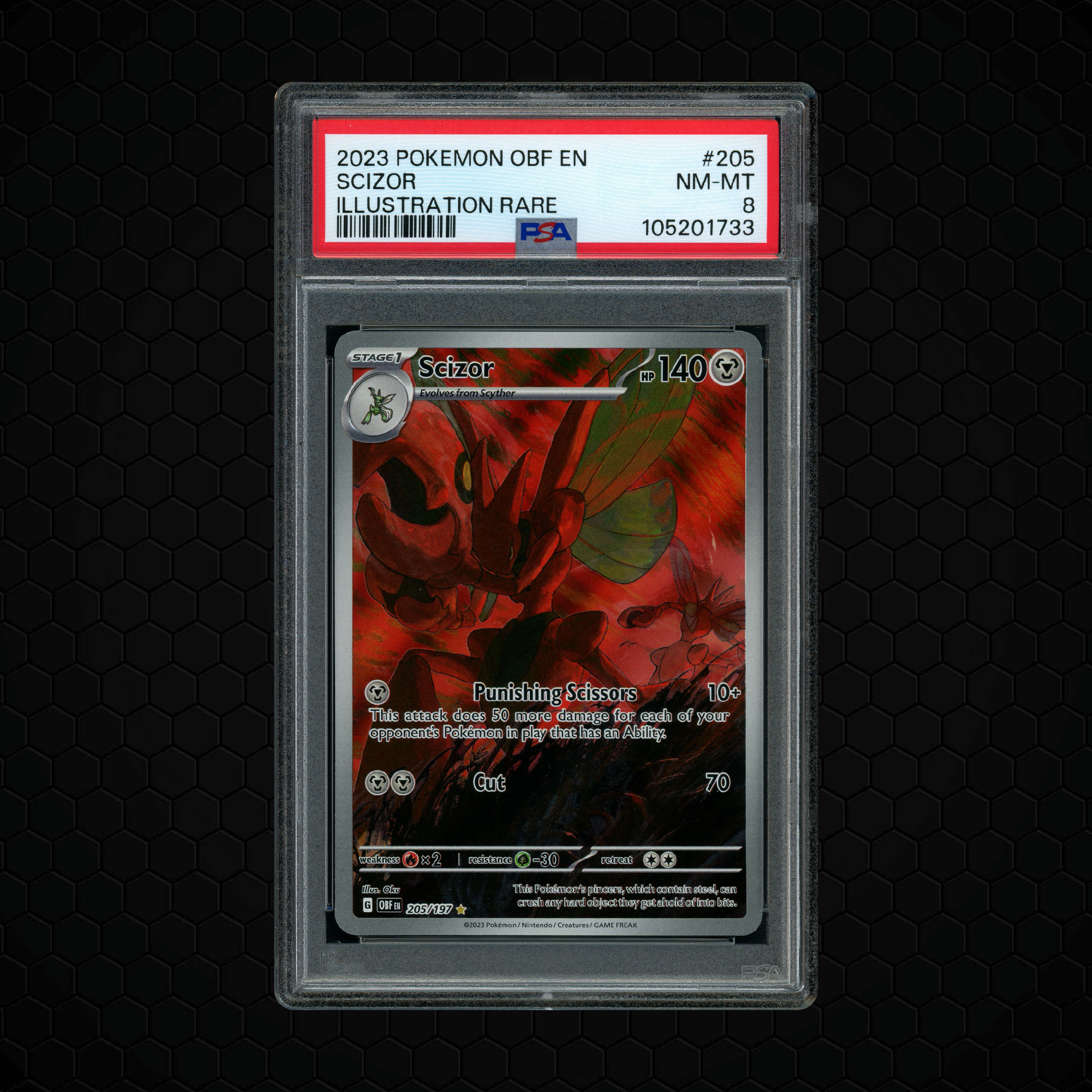 2023 Obsidian Flames Scizor #205 PSA 8