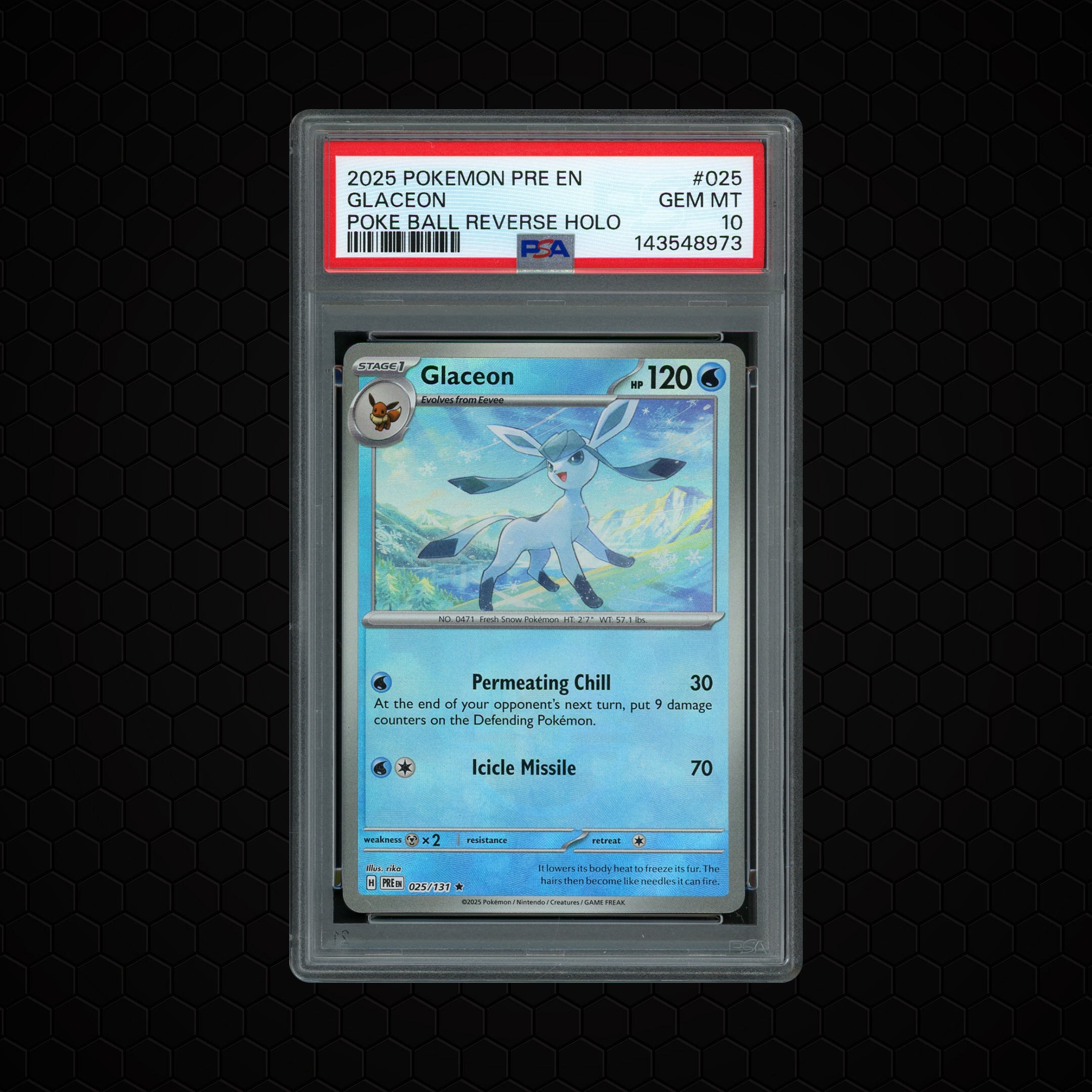 2025 Prismatic Evolutions Glaceon #25 PSA 10