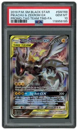 2019 Black Star Promo Pikachu & Zekrom GX #SM168 PSA 10 on Beezie.
