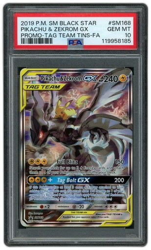 2019 Black Star Promo Pikachu & Zekrom GX #SM168 PSA 10