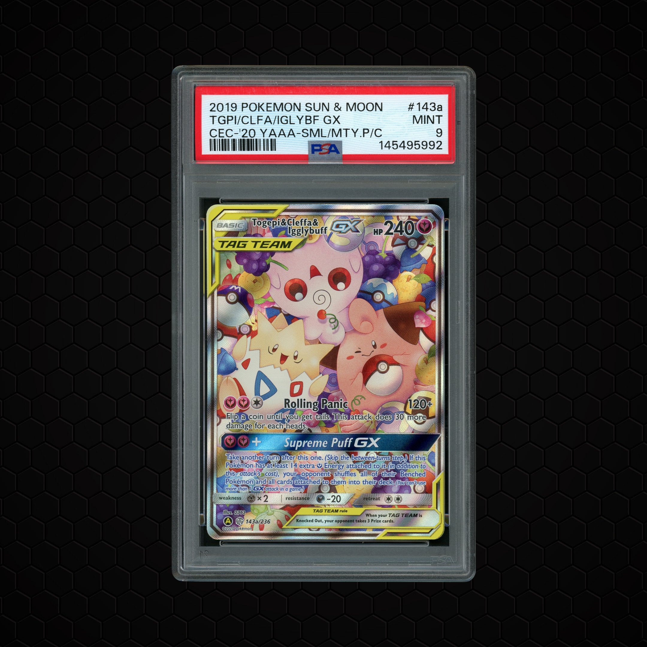 2019 Black Star Promo Togepi & Cleffa & Igglybuff GX #143a PSA 9