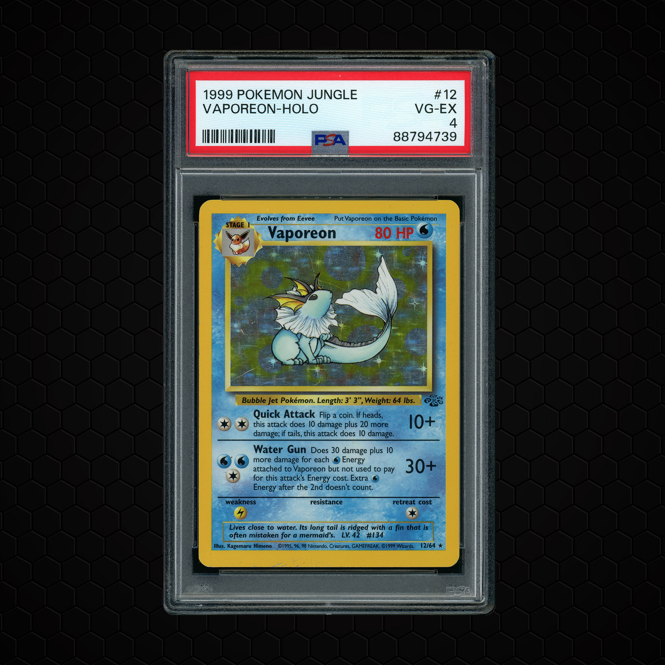 1999 Jungle Vaporeon #12 PSA 4