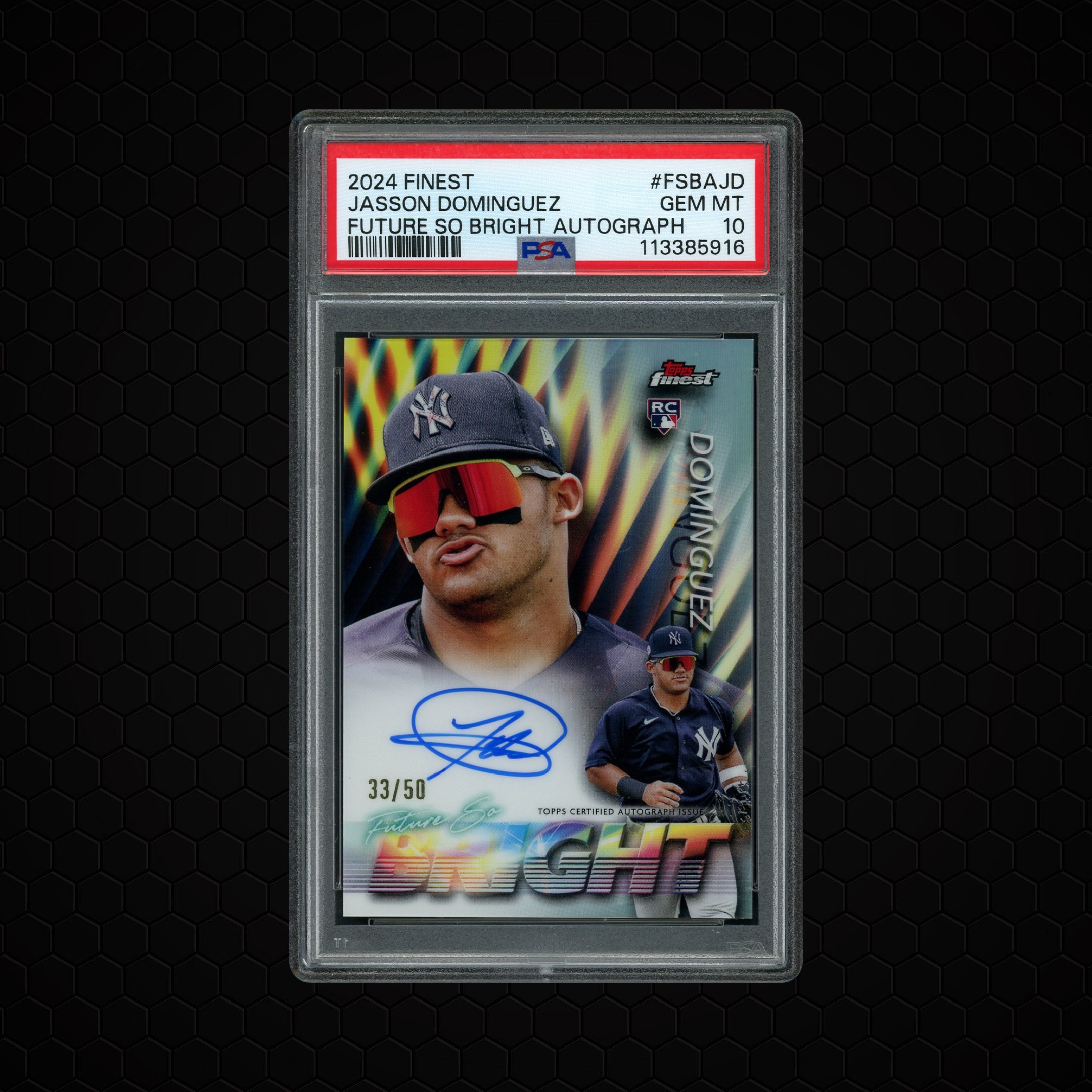 2024 Topps Finest Jasson Dominguez Future So Bright Autograph /50 #FSBAJD PSA 10