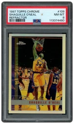 1997 Topps Chrome Shaquille O'Neal Refractor #109 PSA 8 on Beezie.