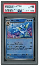 2025 Prismatic Evolutions Vaporeon #22 PSA 10 on Beezie.