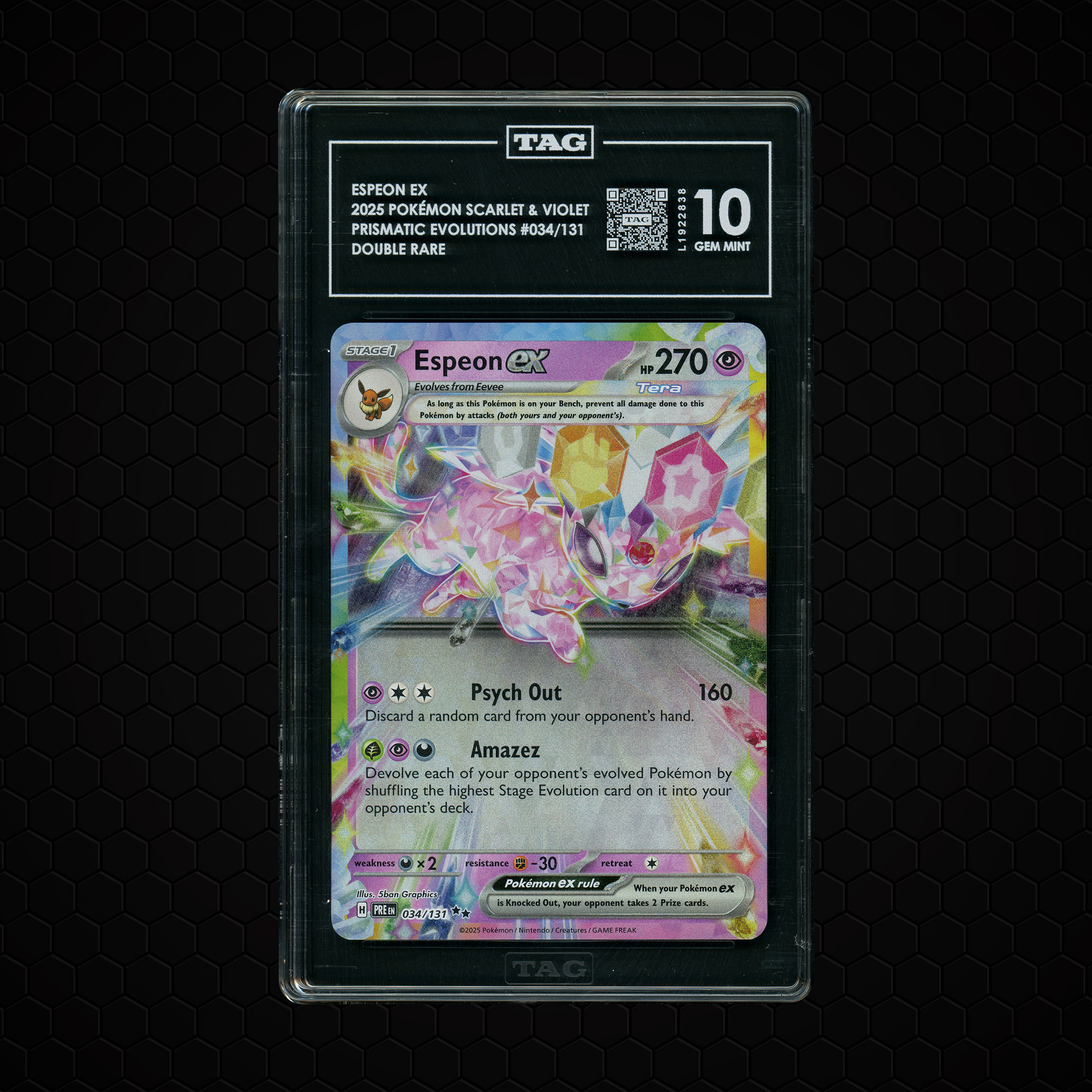 2025 Prismatic Evolutions Espeon EX #34 TAG 10