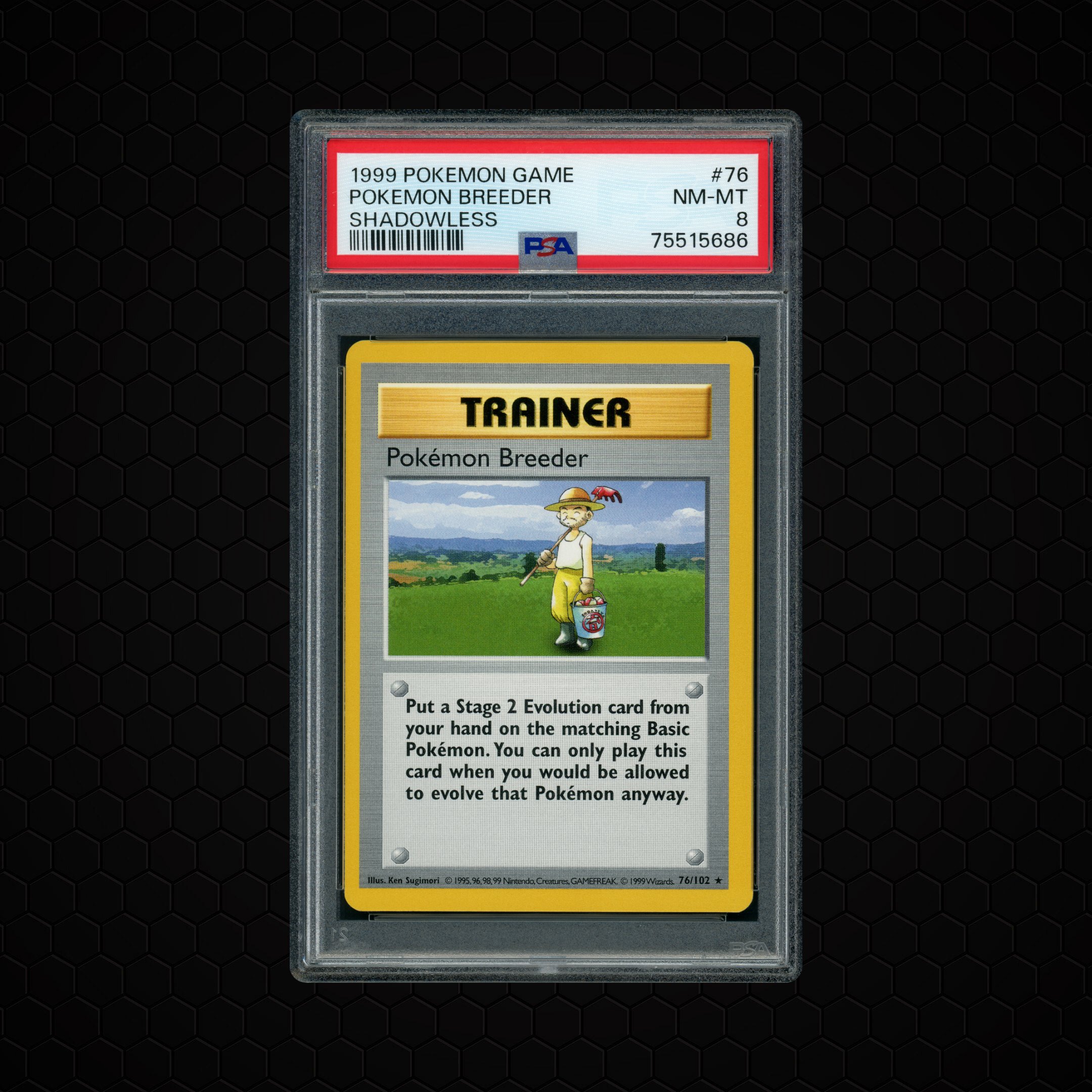 1999 Game Shadowless Pokémon Breeder #76 PSA 8