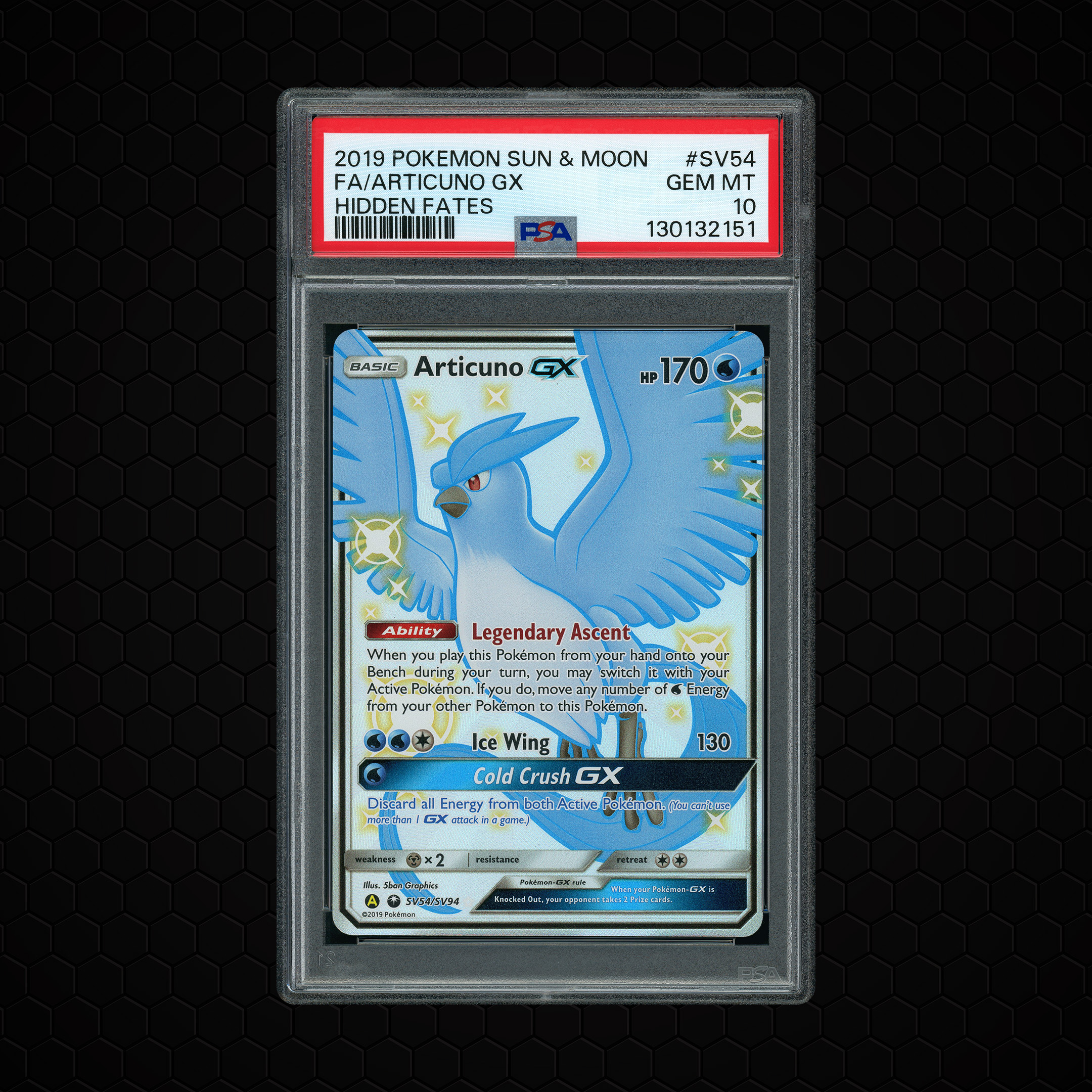 2019 Hidden Fates Articuno GX #SV54 PSA 10