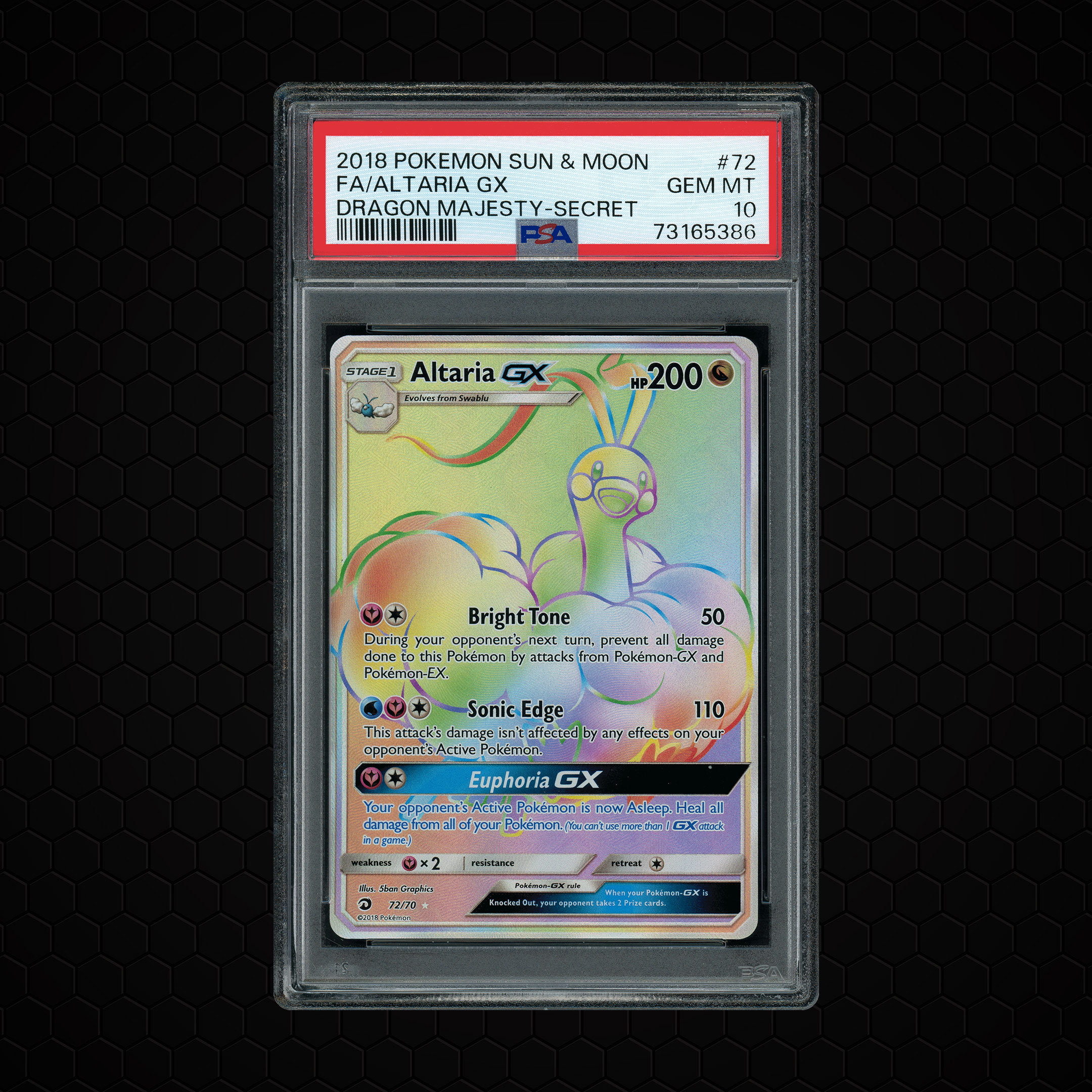 2018 Dragon Majesty Altaria GX #72 PSA 10