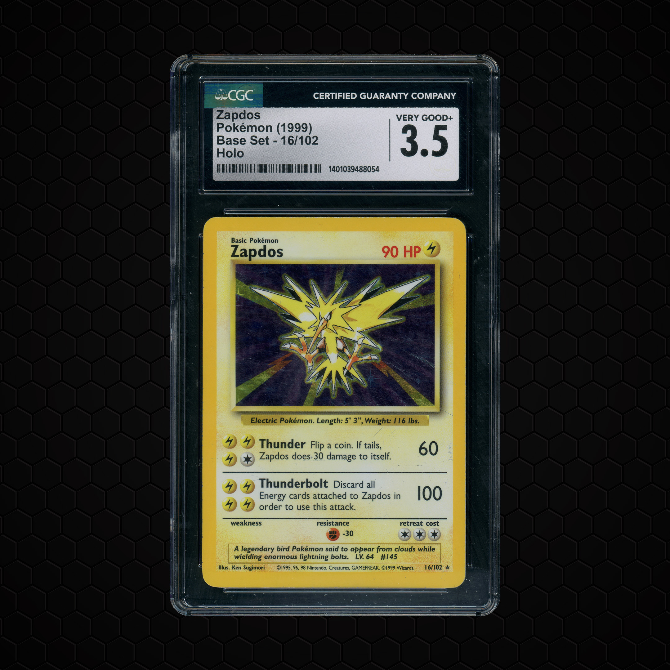 1999 Base Set Zapdos #16 CGC 3.5